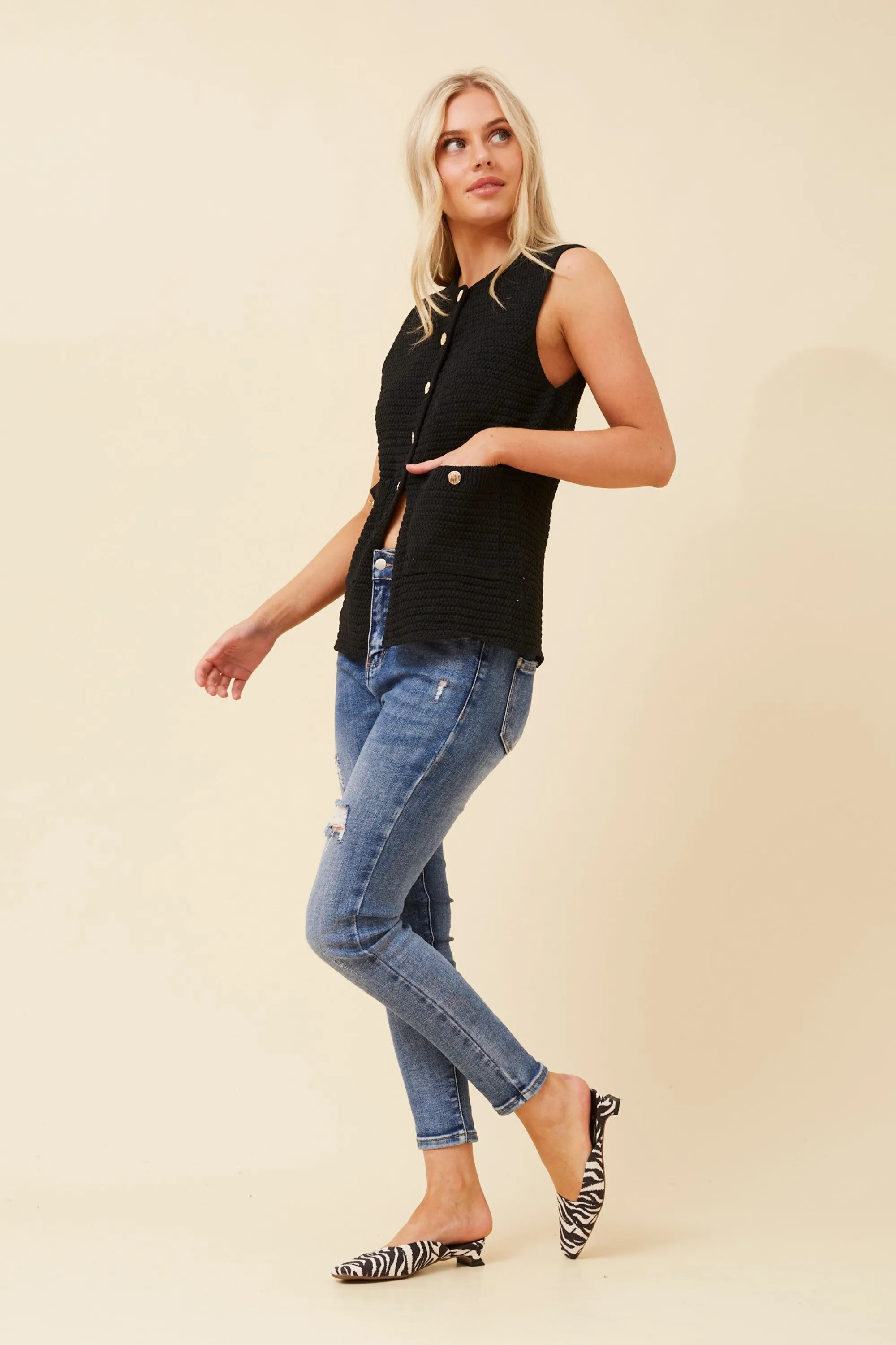 Alice Knit Vest Black