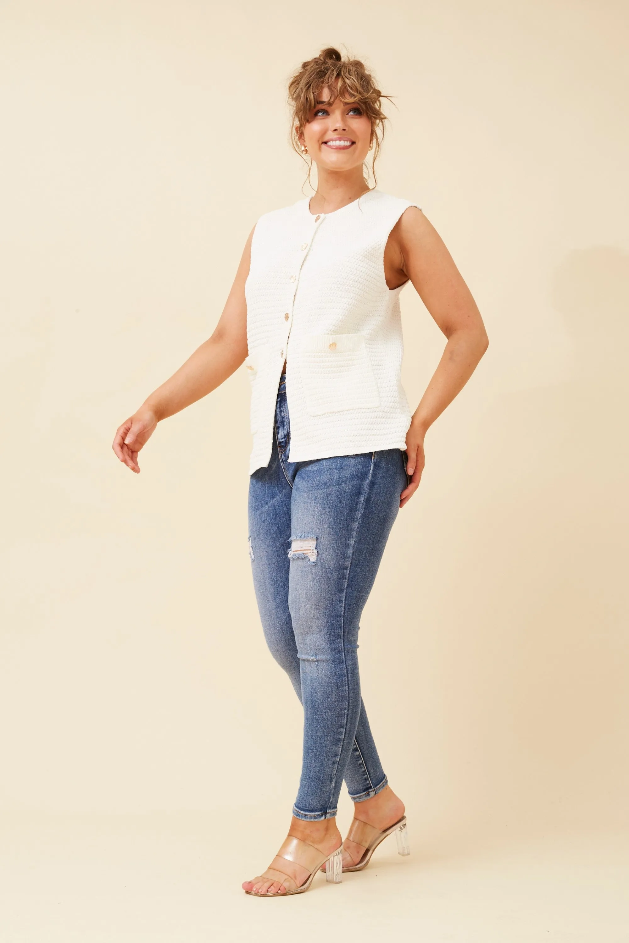 Alice Knit Vest Ivory