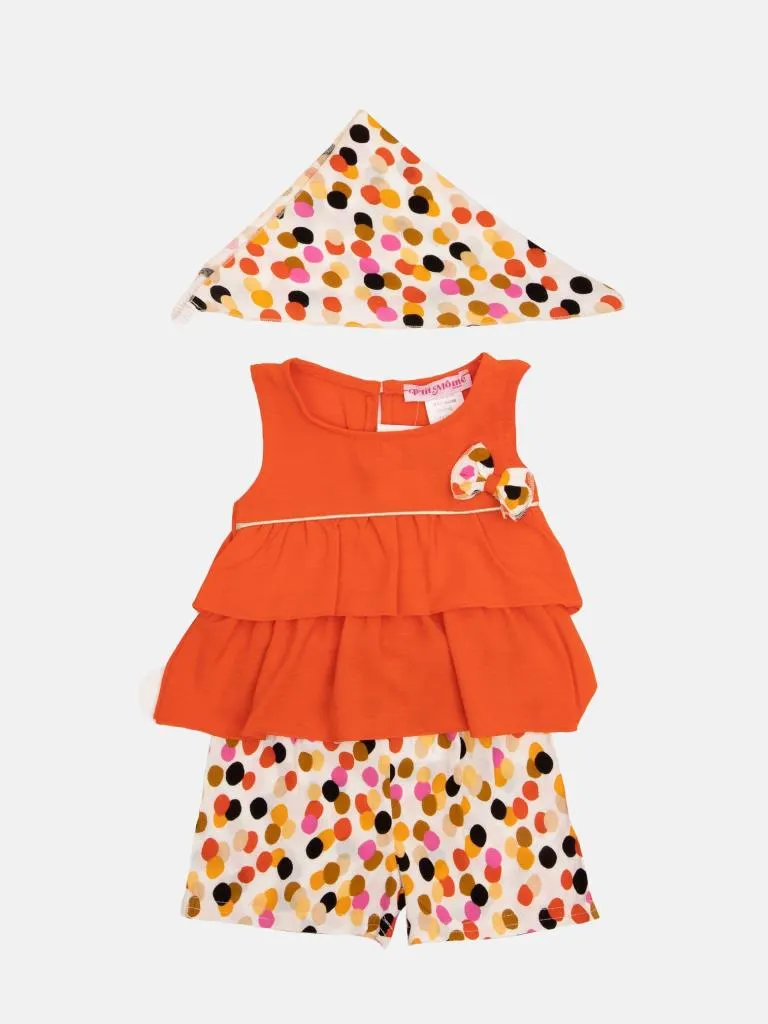 Baby Girl Marie French Collection 3-Piece Summer Set-Orange Polka Dot