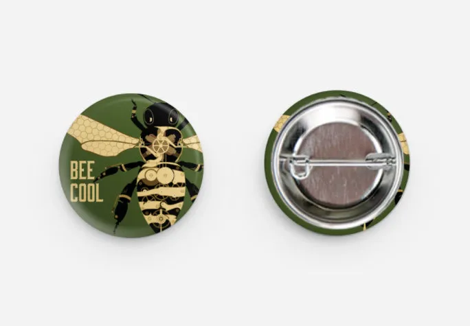 Bee Cool Mechanical Bee Button 1.25"