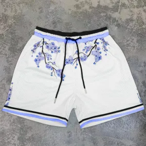Blavra Art Blue Cherry Blossom Graphic Men's Mesh Shorts