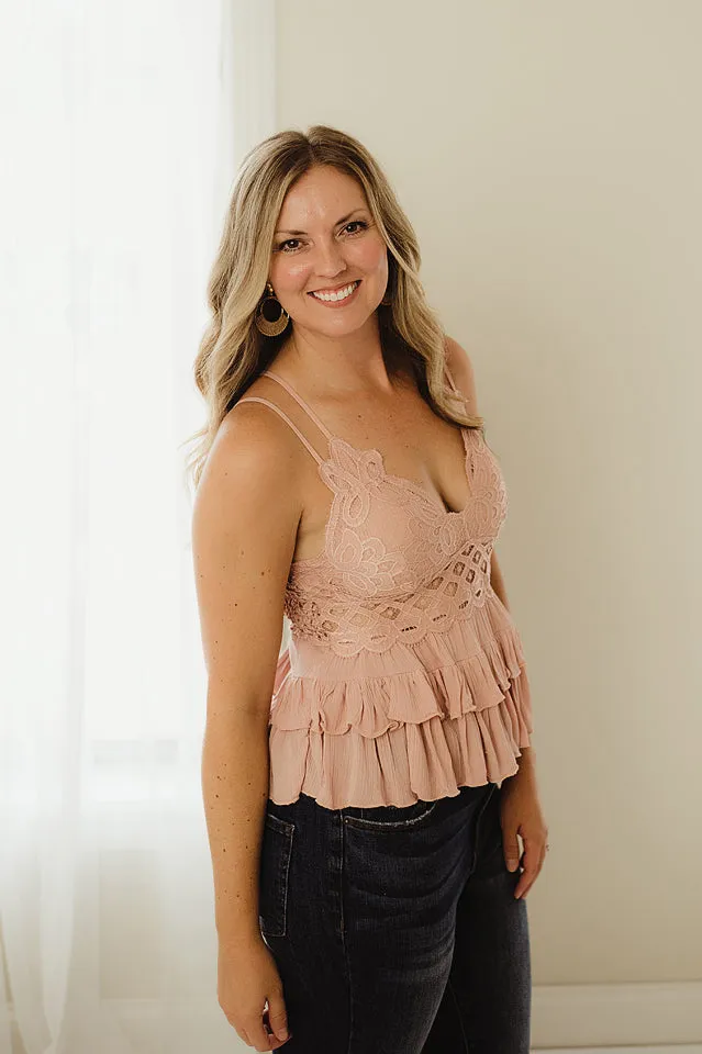 Cami Lace Ruffled Tank Top
