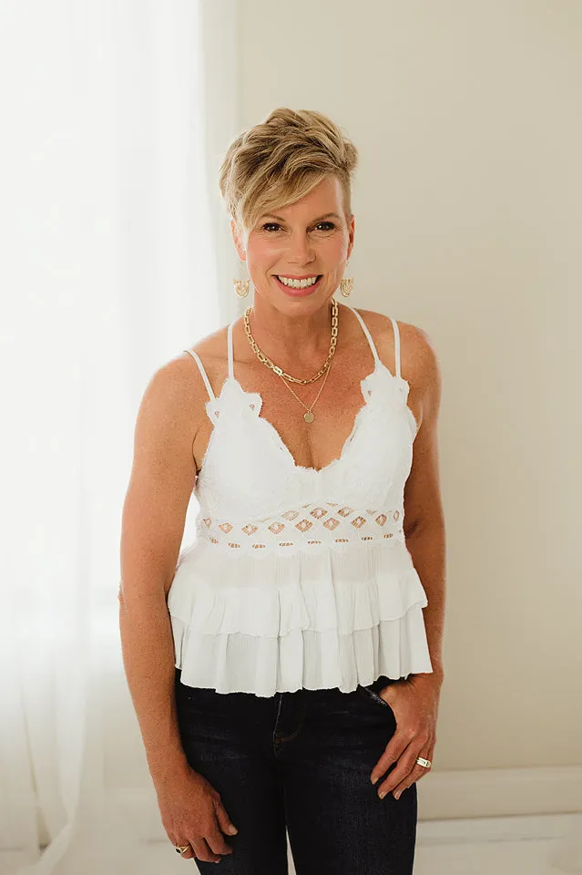 Cami Lace Ruffled Tank Top