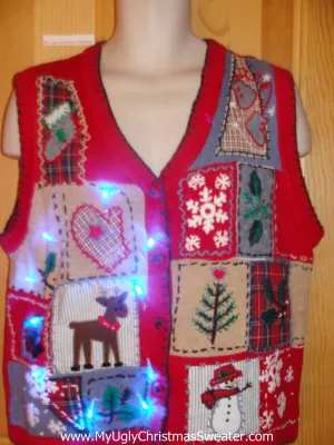 Cheesy Need to Buy Christmas Sweaters? Light Up Sweater Vest with Reindeer