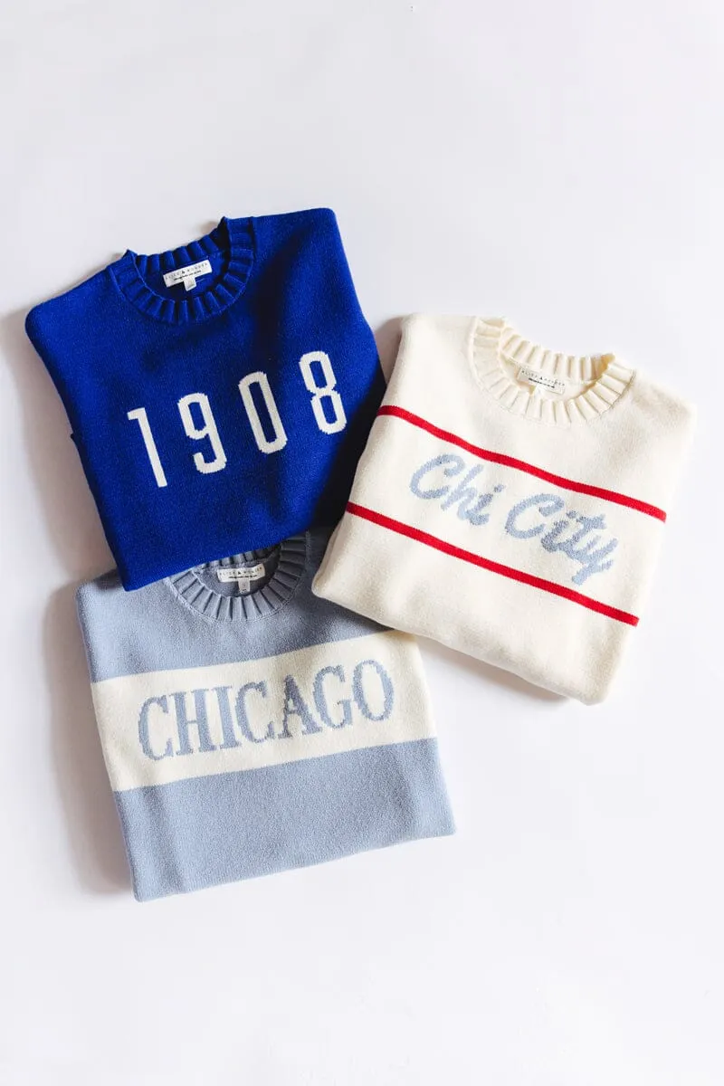 Chicago Block Stripe Sweater - Powder Blue