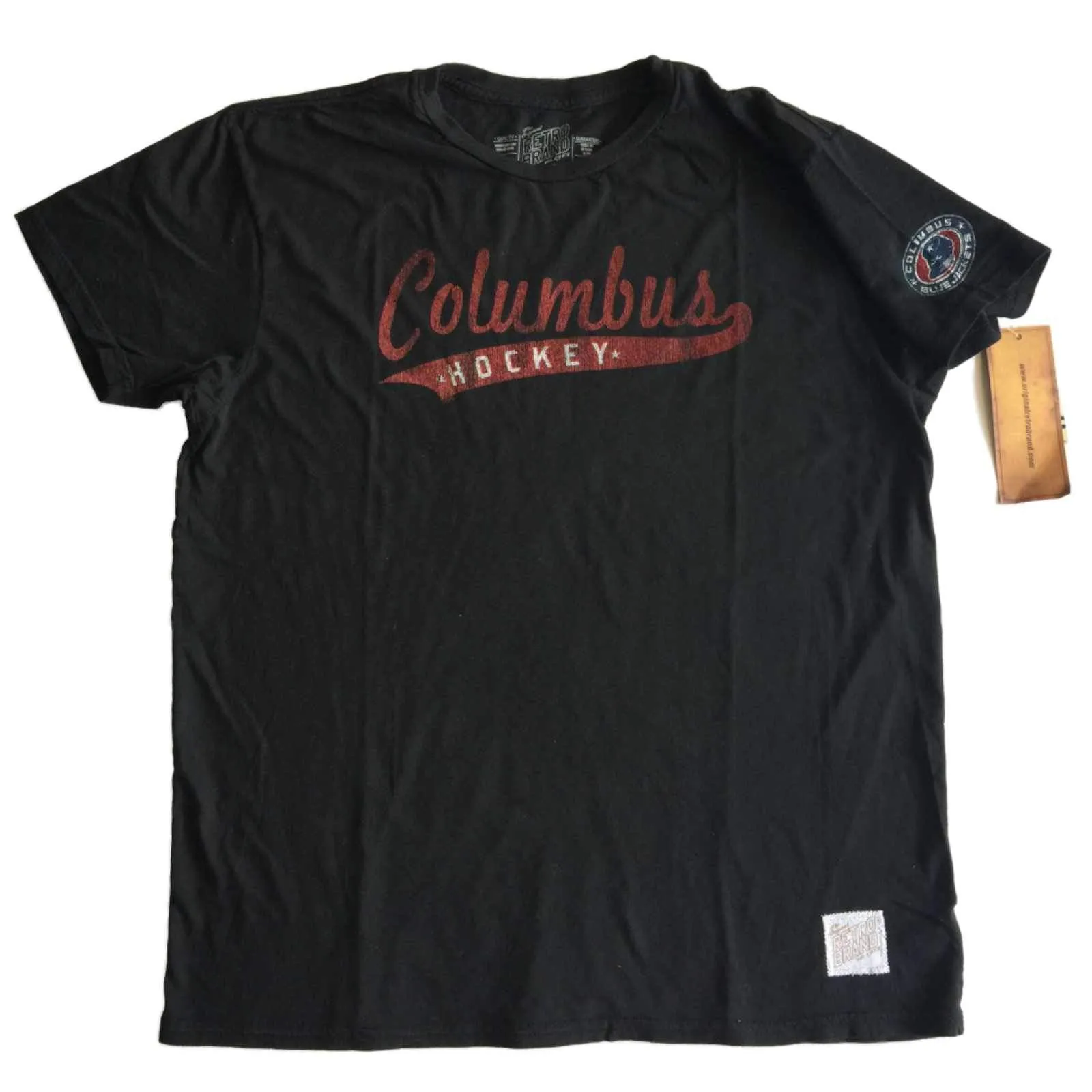 Columbus Blue Jackets Retro Brand Black "Columbus Hockey" Cotton T-Shirt