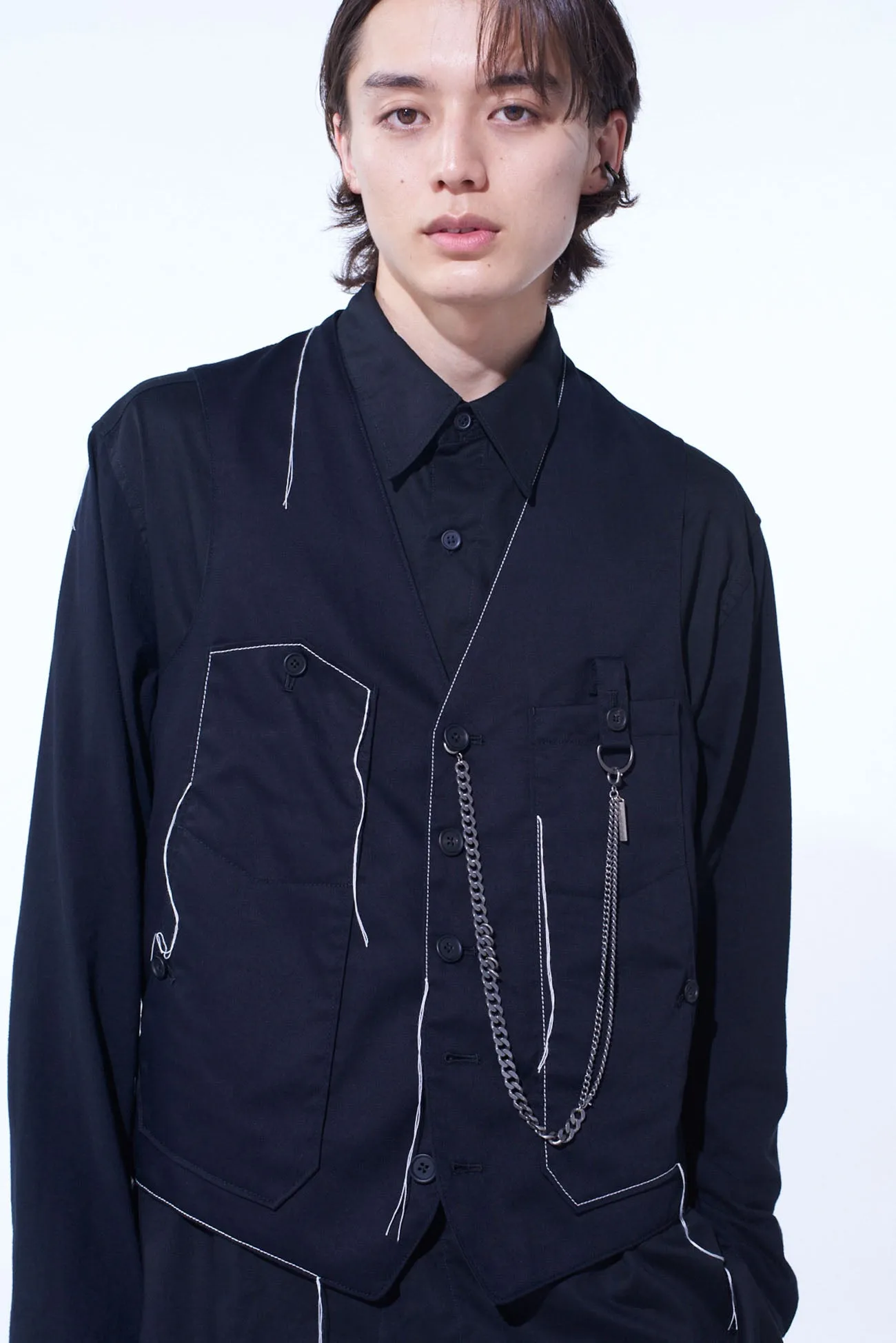 COTTON TWILL COLOR STITCHING WORK VEST