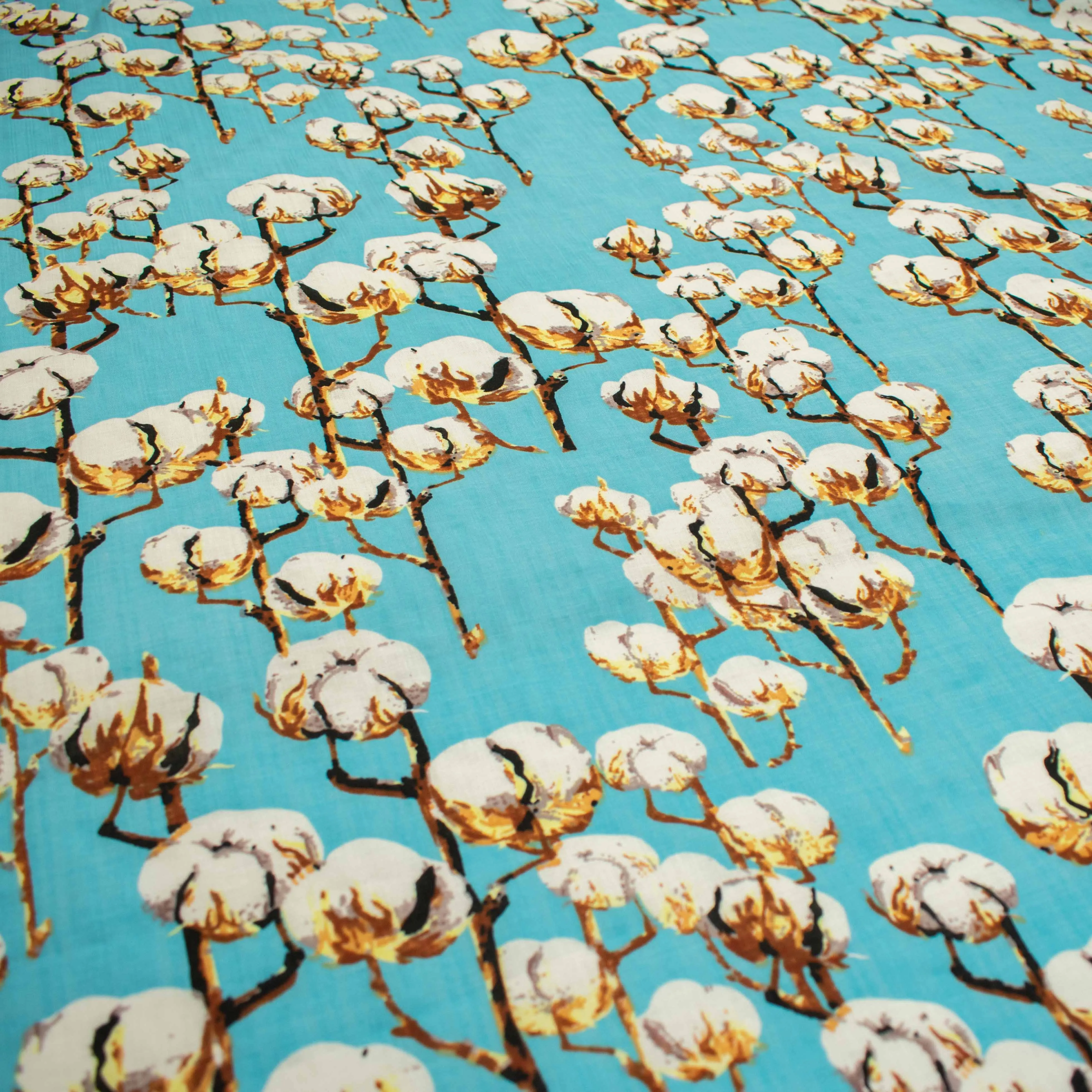 Crinkle Cotton Prints Design-7 Cotton Flower on Blue
