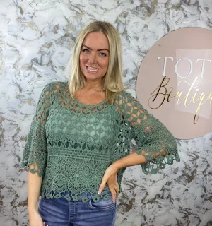 Crochet 2 tops - khaki
