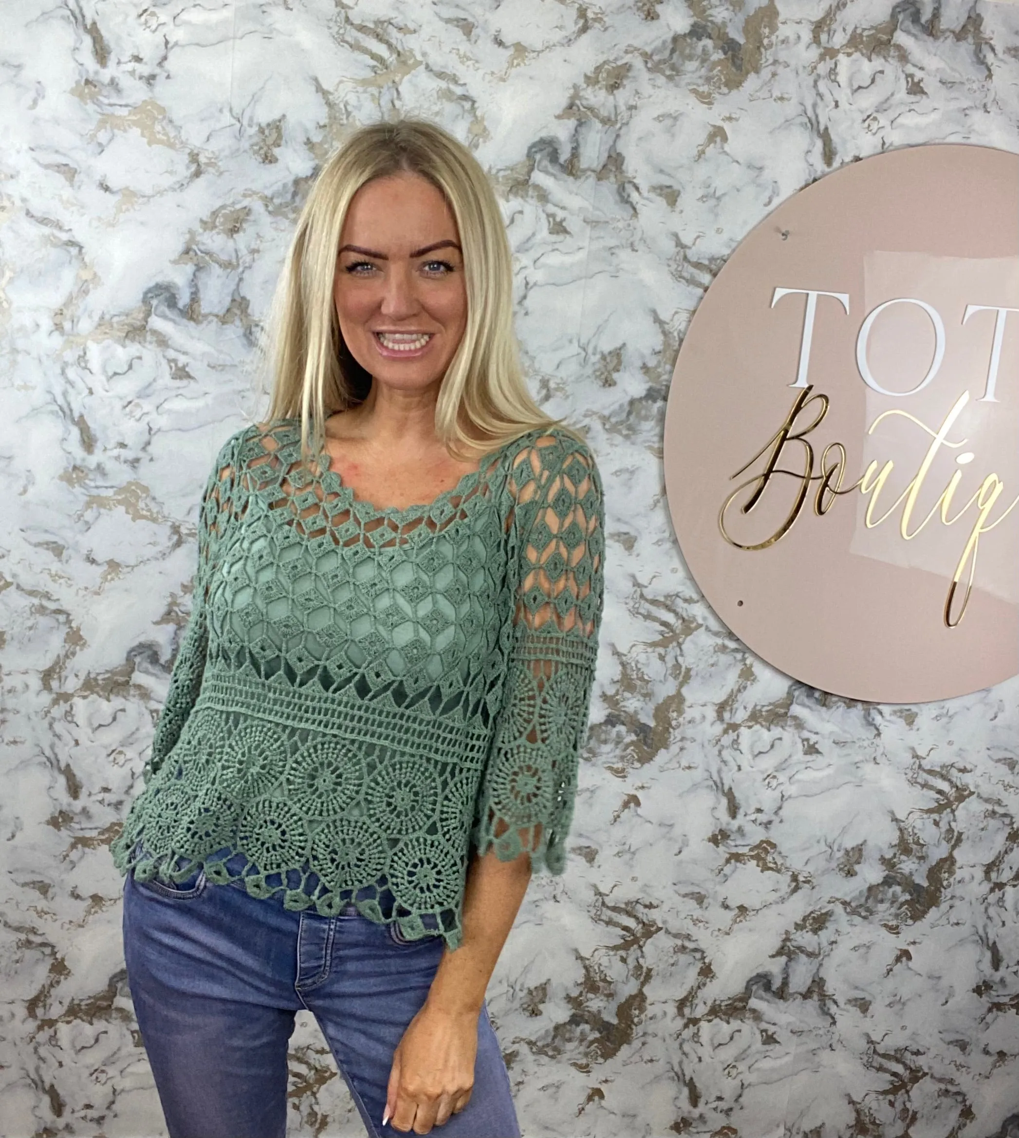 Crochet 2 tops - khaki