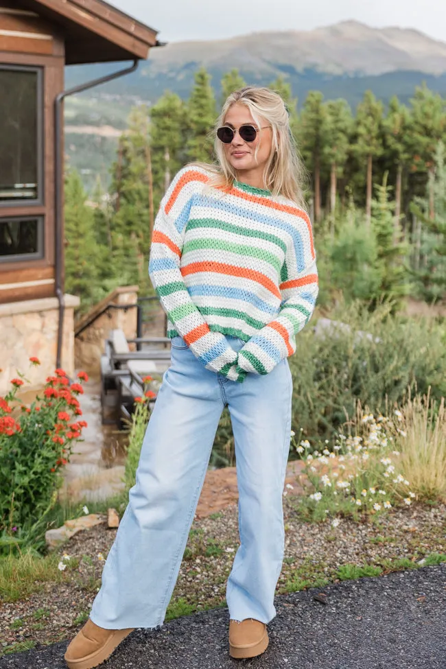 Easy Aspirations Green Multi Stripe Sweater SALE