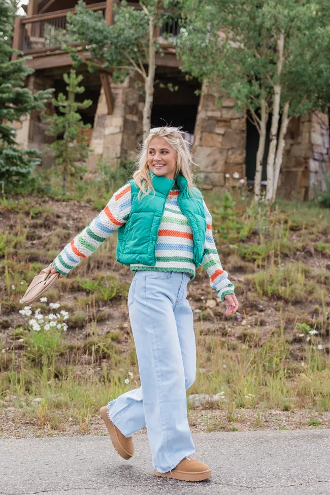 Easy Aspirations Green Multi Stripe Sweater SALE