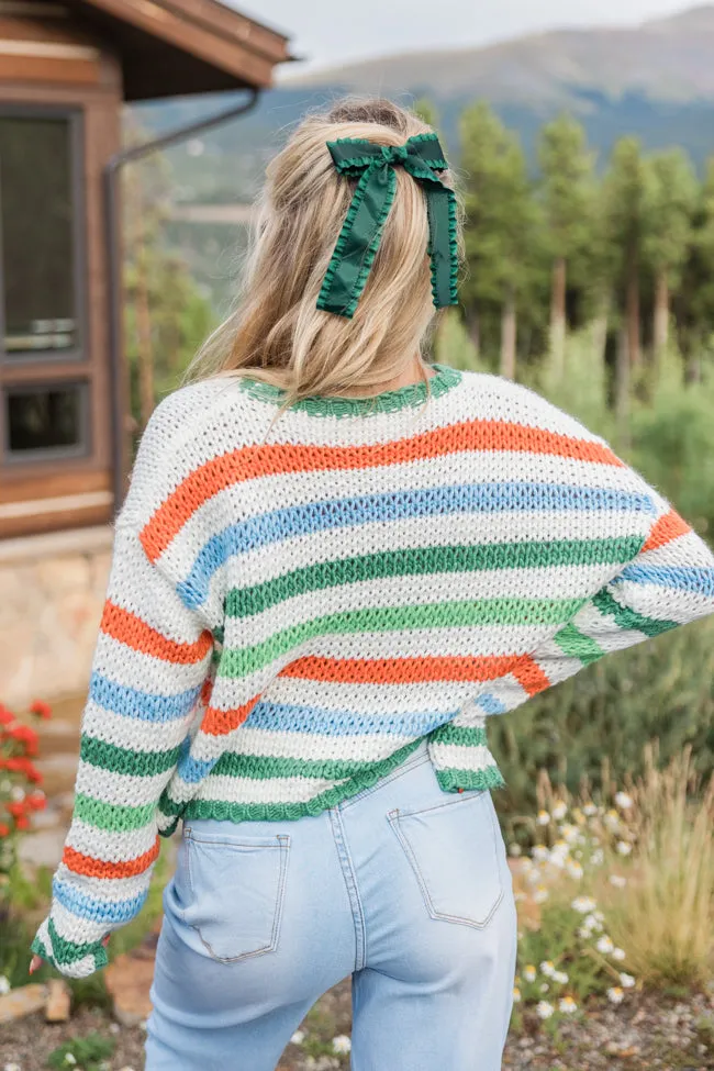 Easy Aspirations Green Multi Stripe Sweater SALE