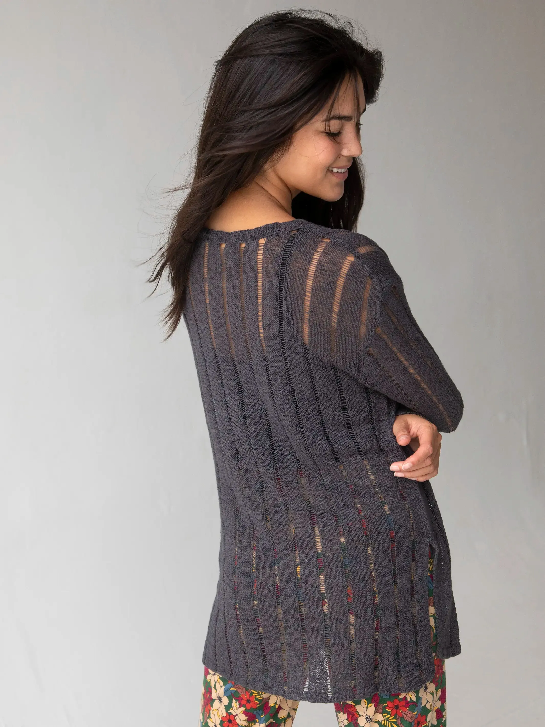 Easy Breezy Sweater Tunic - Charcoal