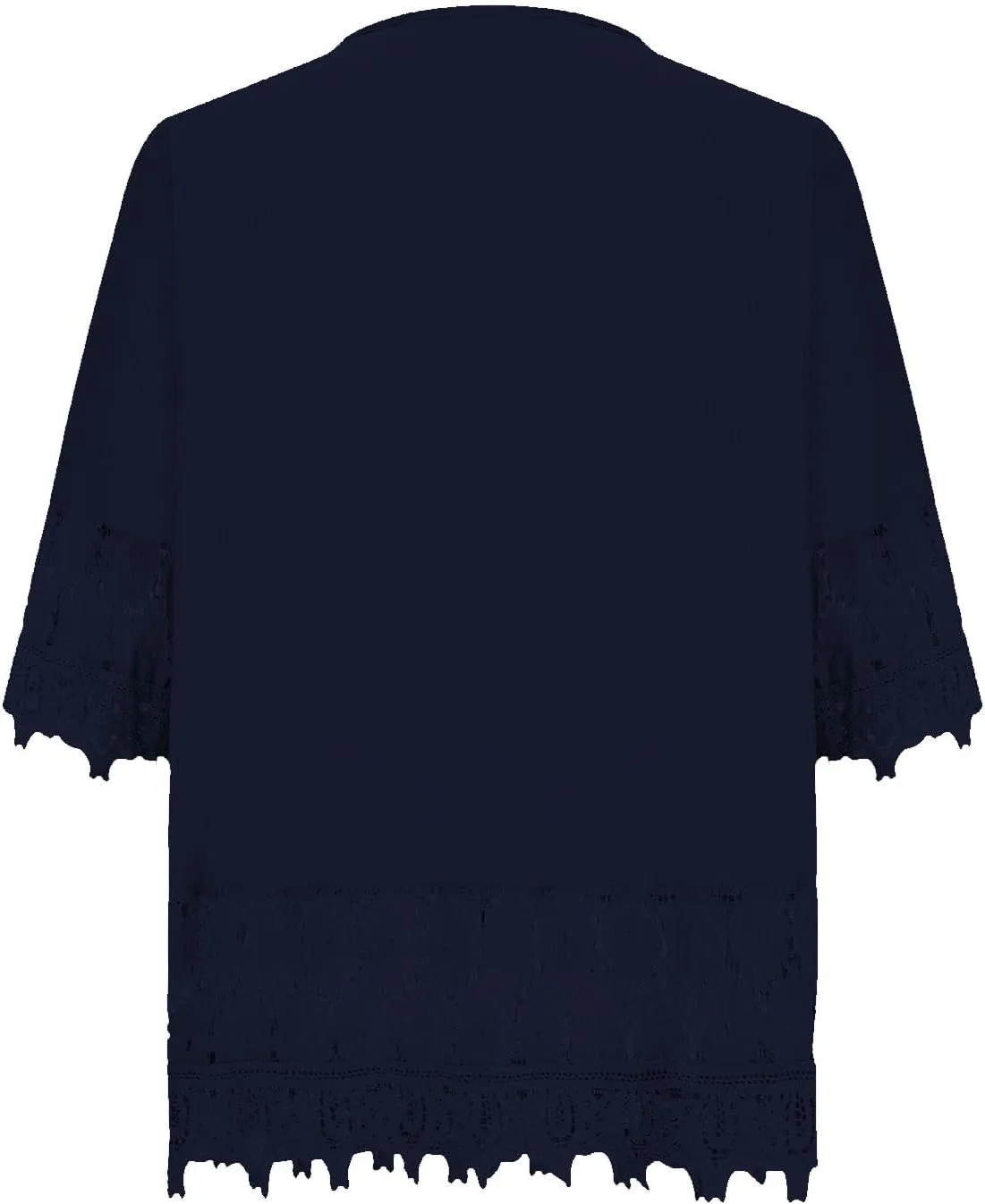 Gauze Linen Shirts for Women Summer Lace Boho Tops 3/4 Length Sleeve Beach Top Blouse Sexy V Neck Embroidered Tshirts