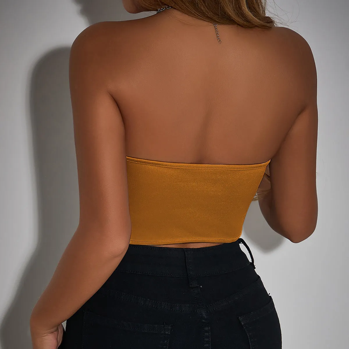 Glossy Tube Top Diamond-Shaped Corset Chest-Wrapped Vest