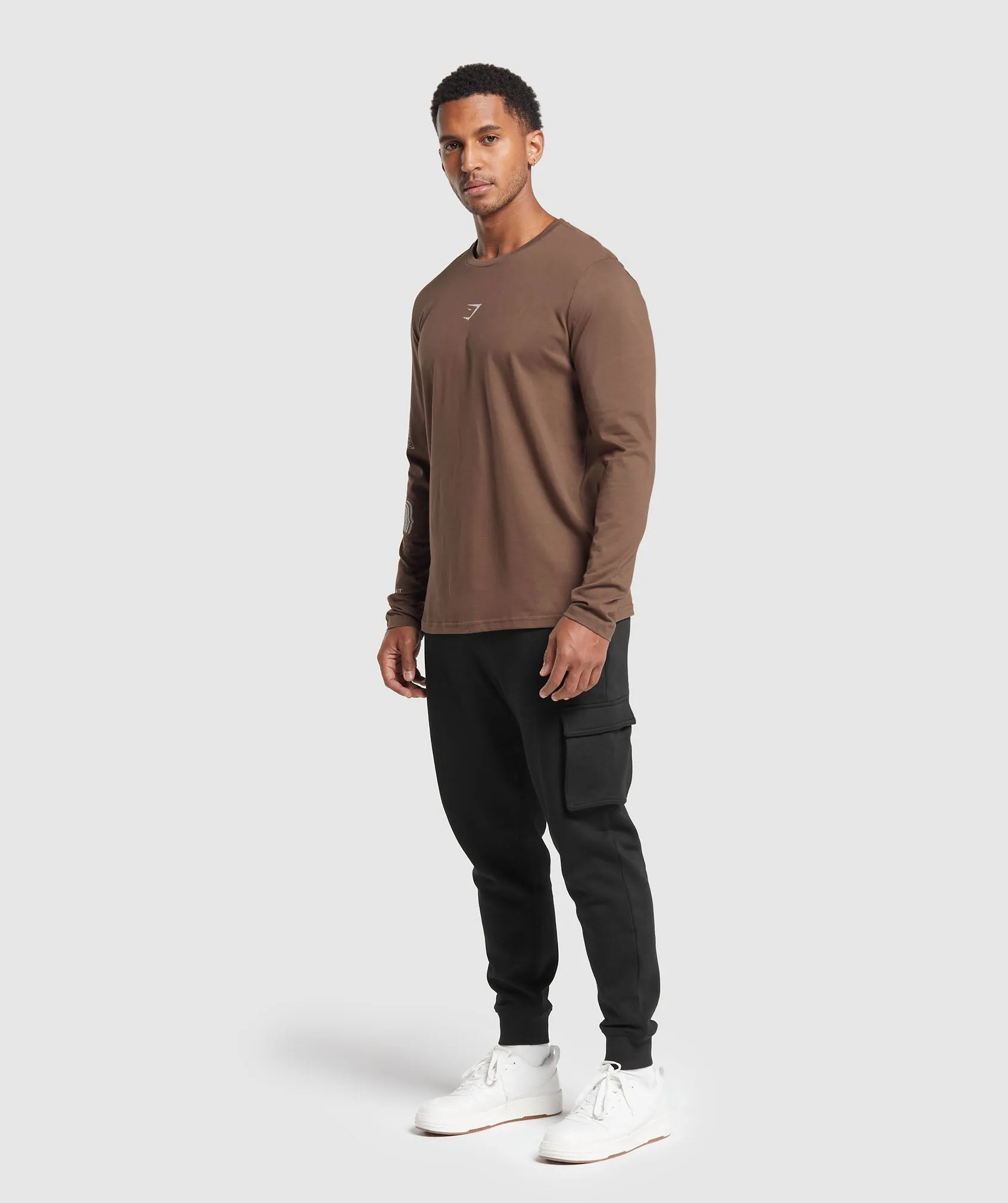 Gymshark Hybrid Wellness Long Sleeve T-Shirt - Penny Brown