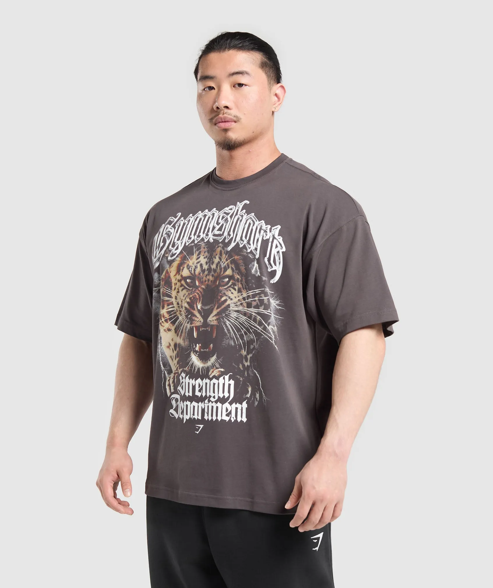 Gymshark Strength Department Animal Oversized T-Shirt - Greyed Purple