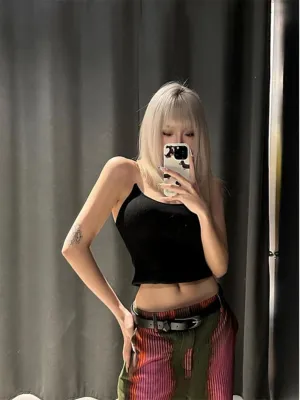 Invisible Strap Tank Tops Y2k Aesthetic Sexy Tank Tops for Women Thin Strap Tank Tops