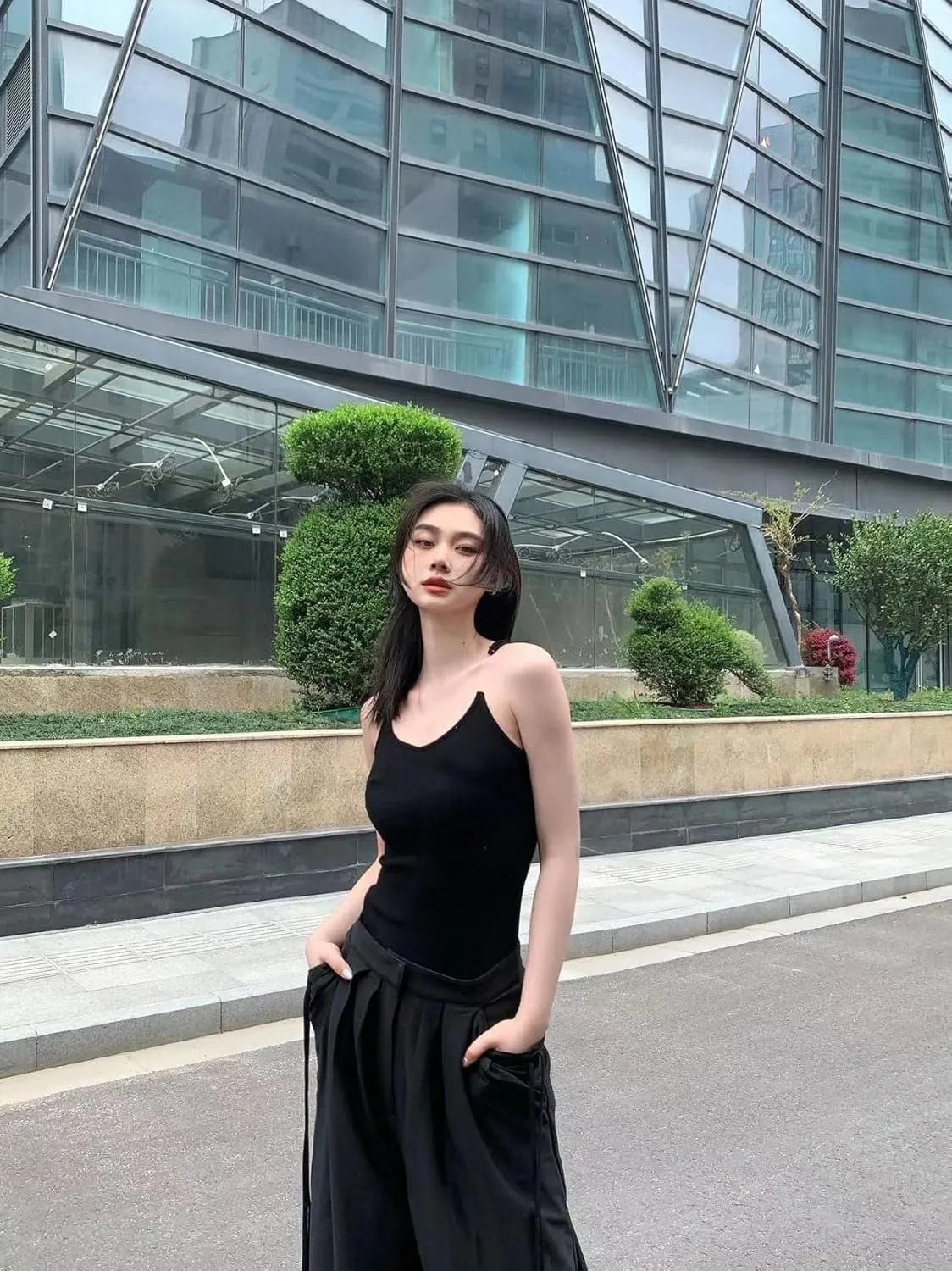 Invisible Strap Tank Tops Y2k Aesthetic Sexy Tank Tops for Women Thin Strap Tank Tops