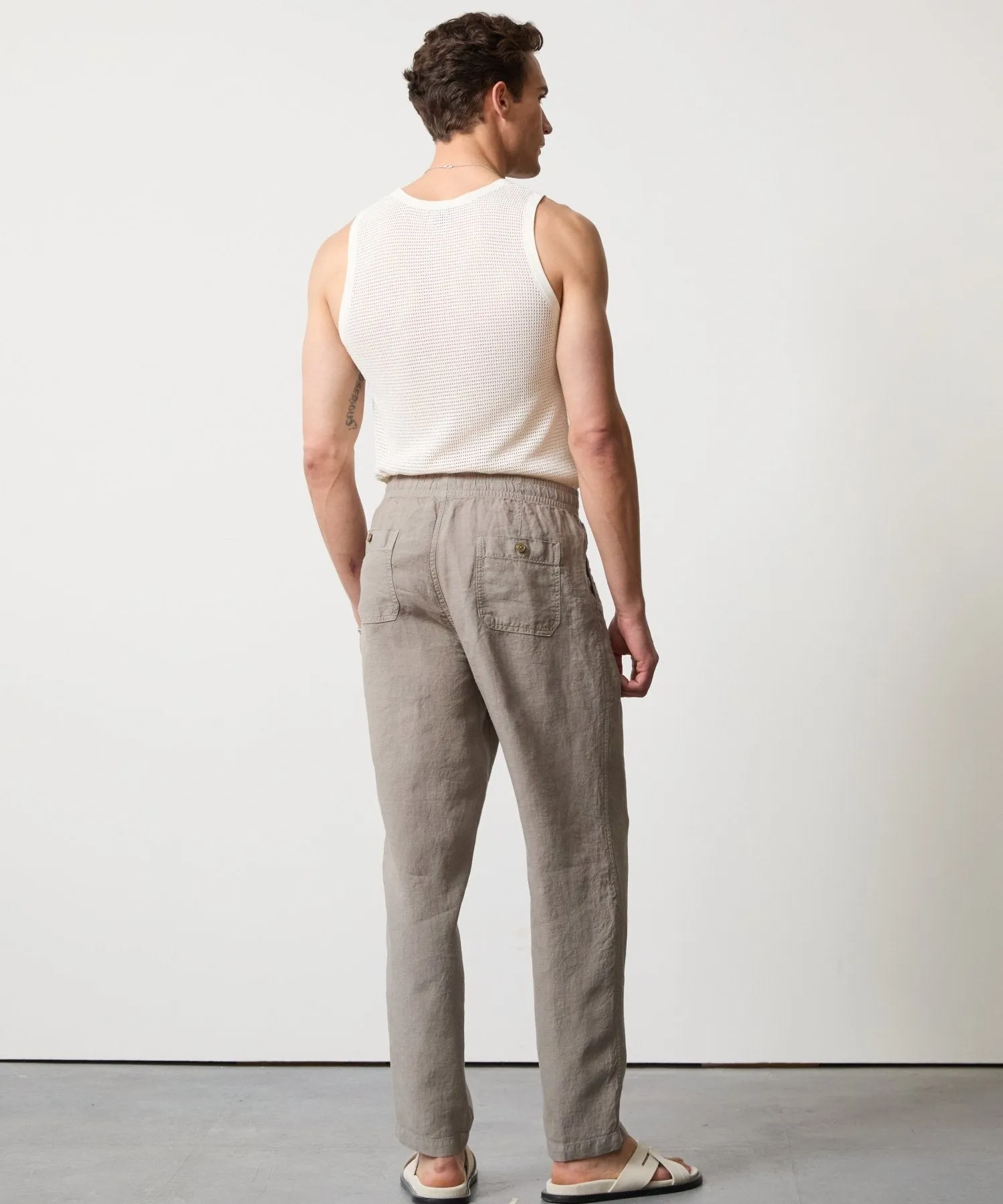Italian Linen Beach Pant in Vintage Pewter
