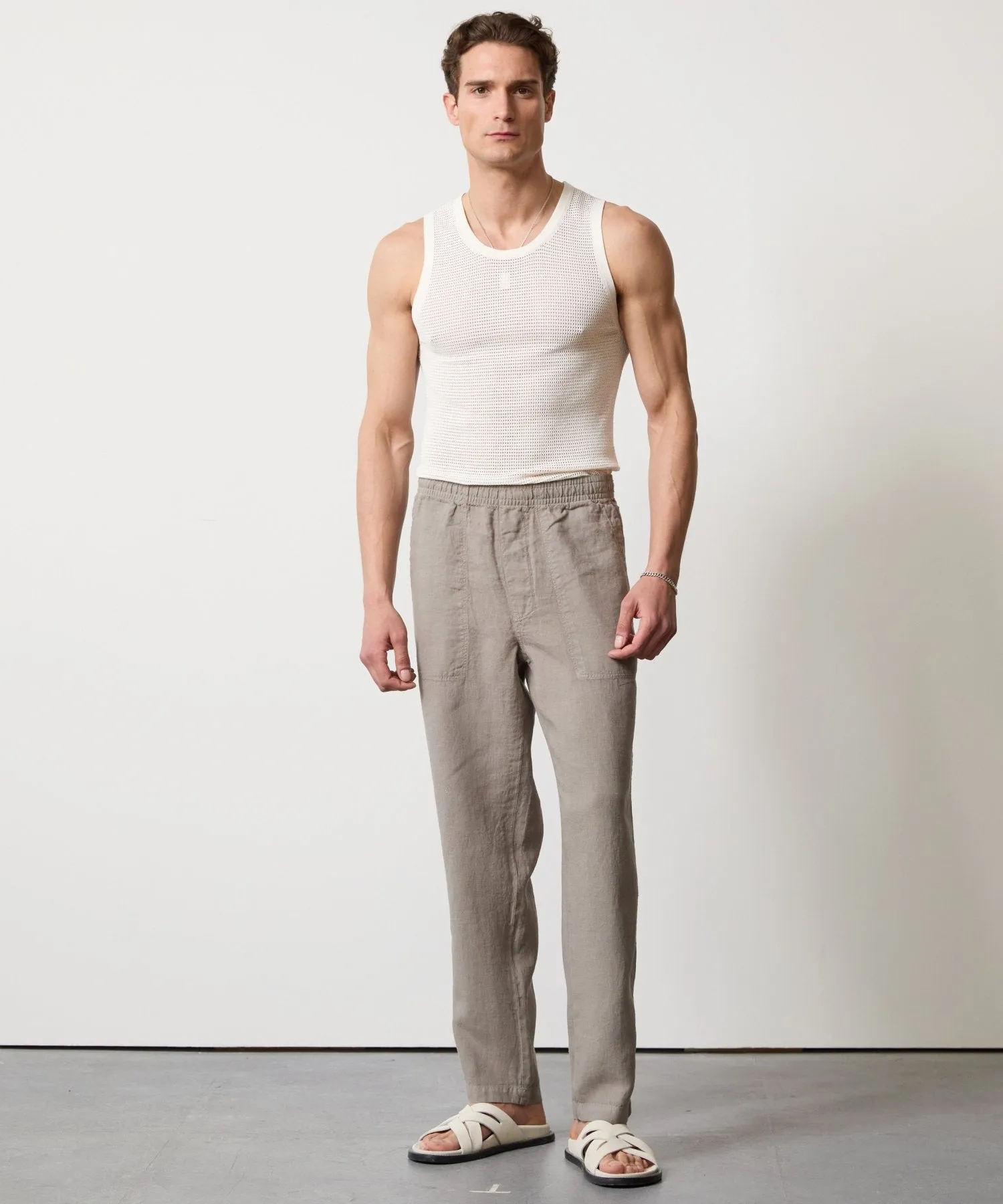 Italian Linen Beach Pant in Vintage Pewter