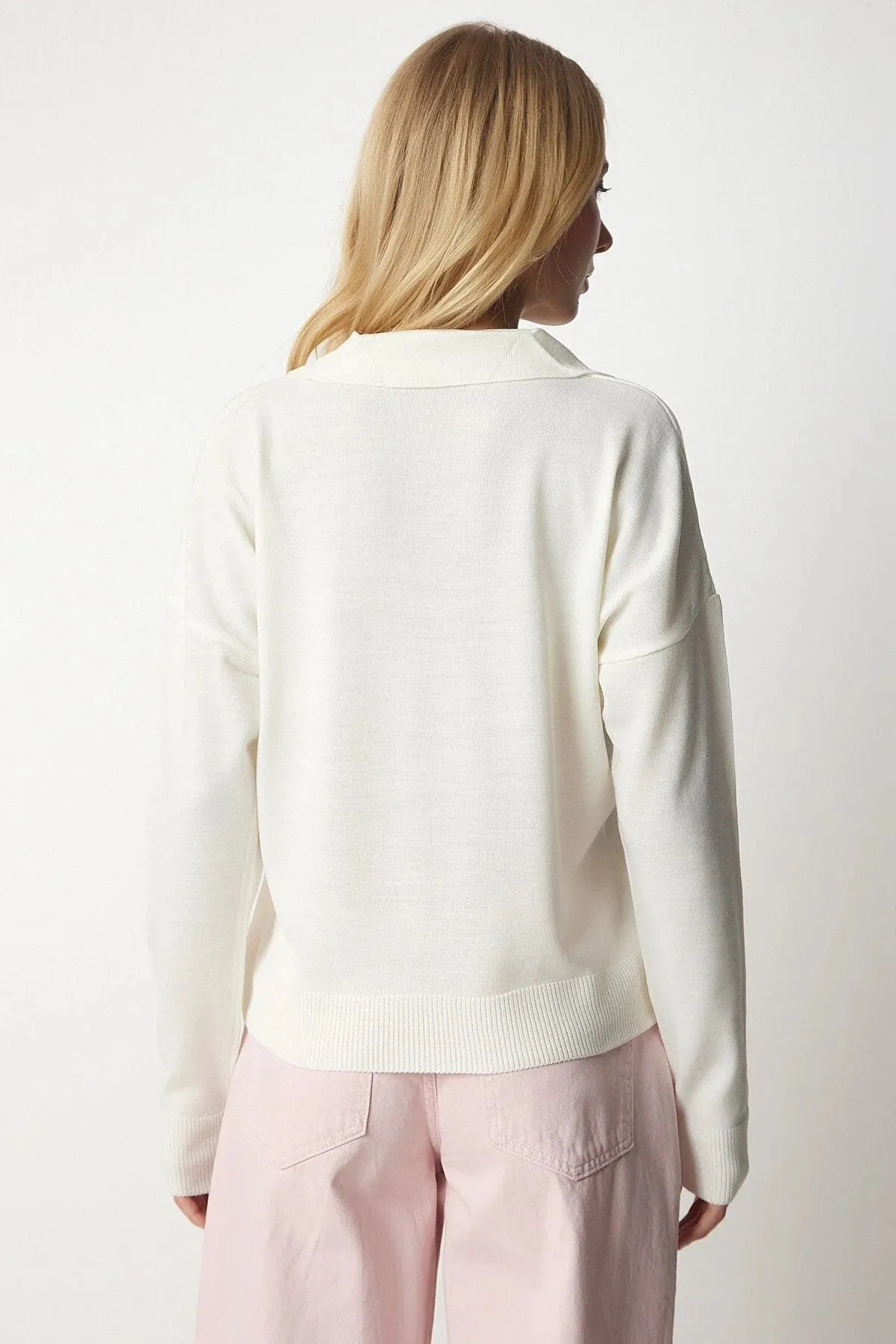 Johnny Collar Polo Ecru Sweater
