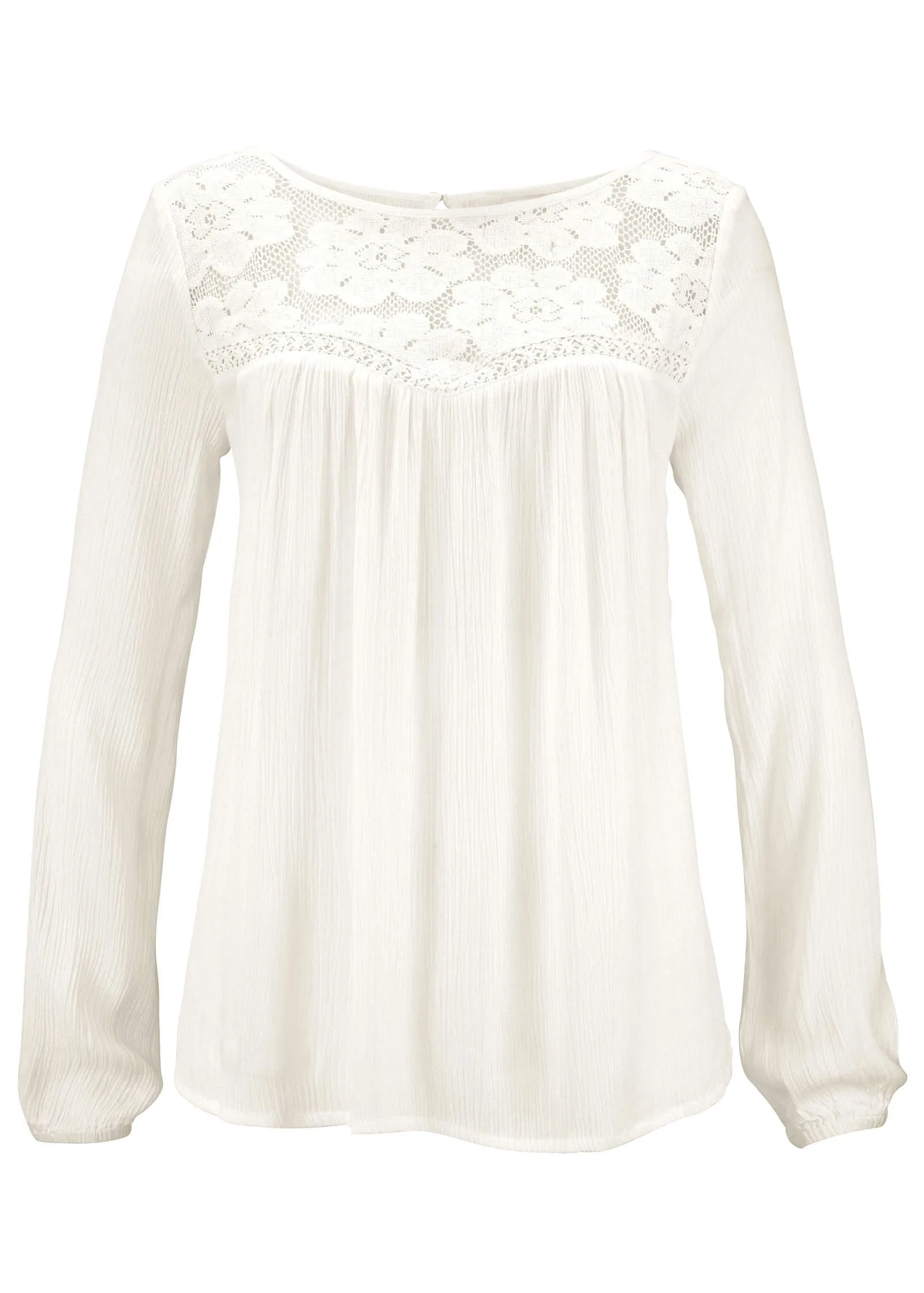Lace Long Sleeve Top - White
