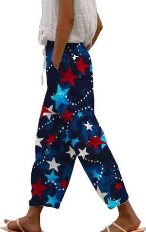 LCMTWX Vacation Linen Outfits for Women 2025 with Pockets Wide Leg Cropped Pants for Women Capri Pants 2025 Pants with