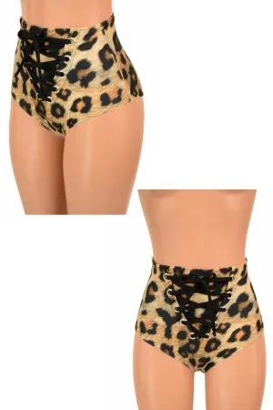 Leopard Print Front Lace Up Siren Shorts