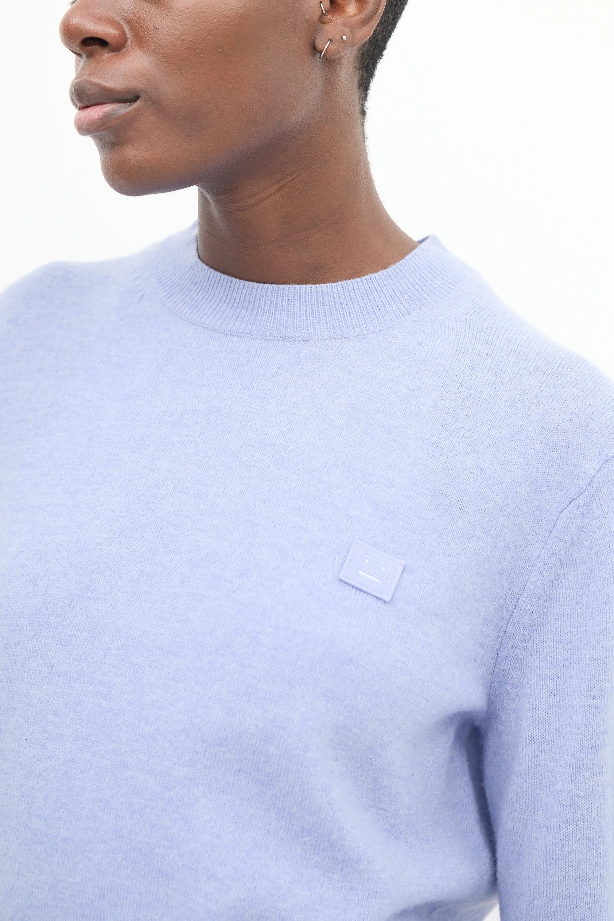 Light Blue Wool Face Logo Sweater