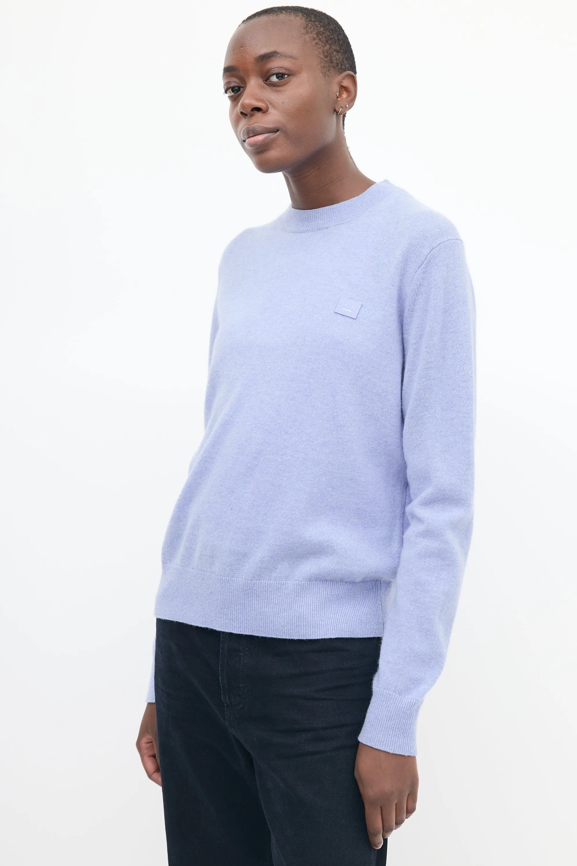 Light Blue Wool Face Logo Sweater