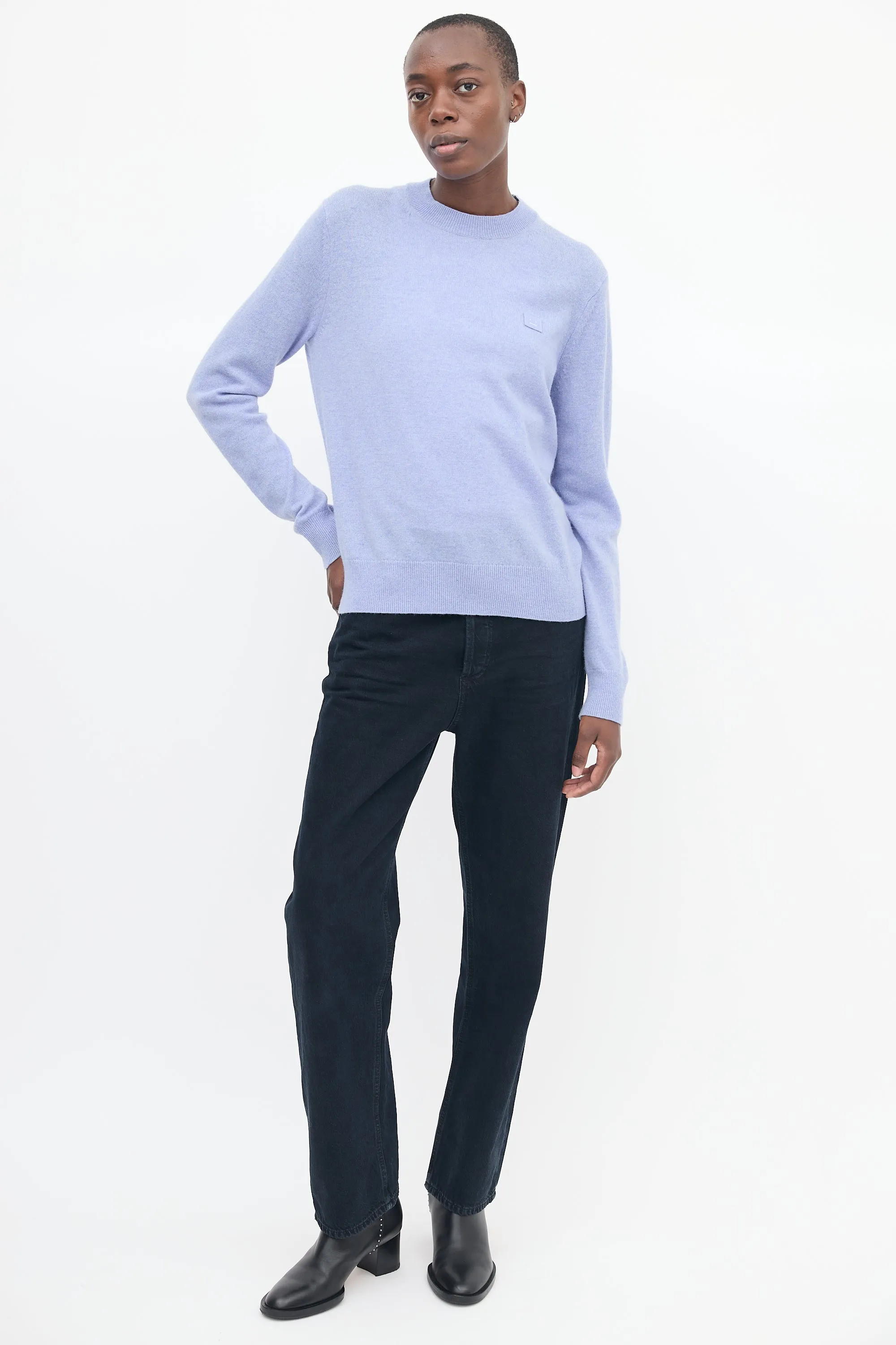 Light Blue Wool Face Logo Sweater