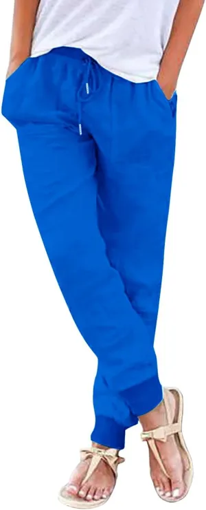 Linen Trouser Summer Wide Leg Linen Pants for Women Work Wide Leg Cotton Lounge Pant Petite