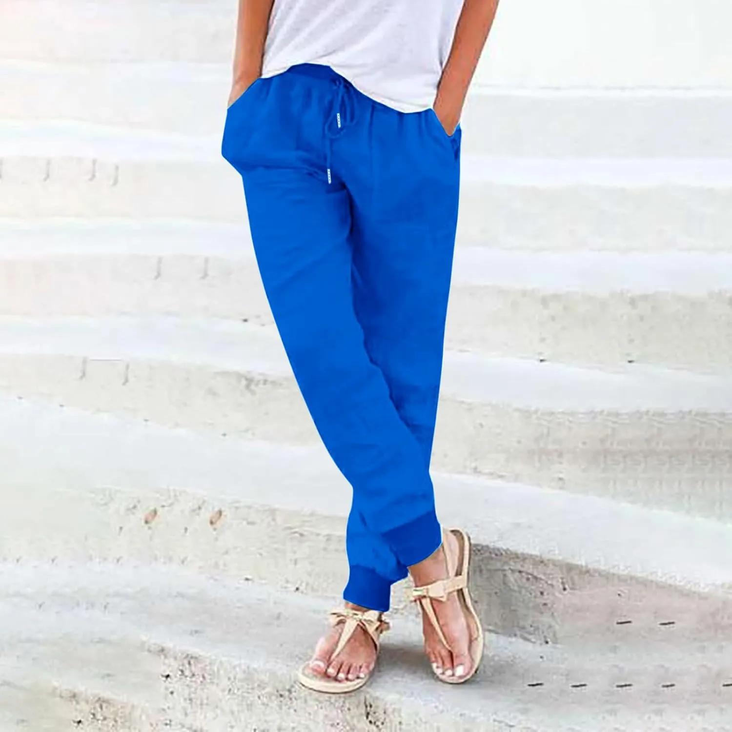 Linen Trouser Summer Wide Leg Linen Pants for Women Work Wide Leg Cotton Lounge Pant Petite