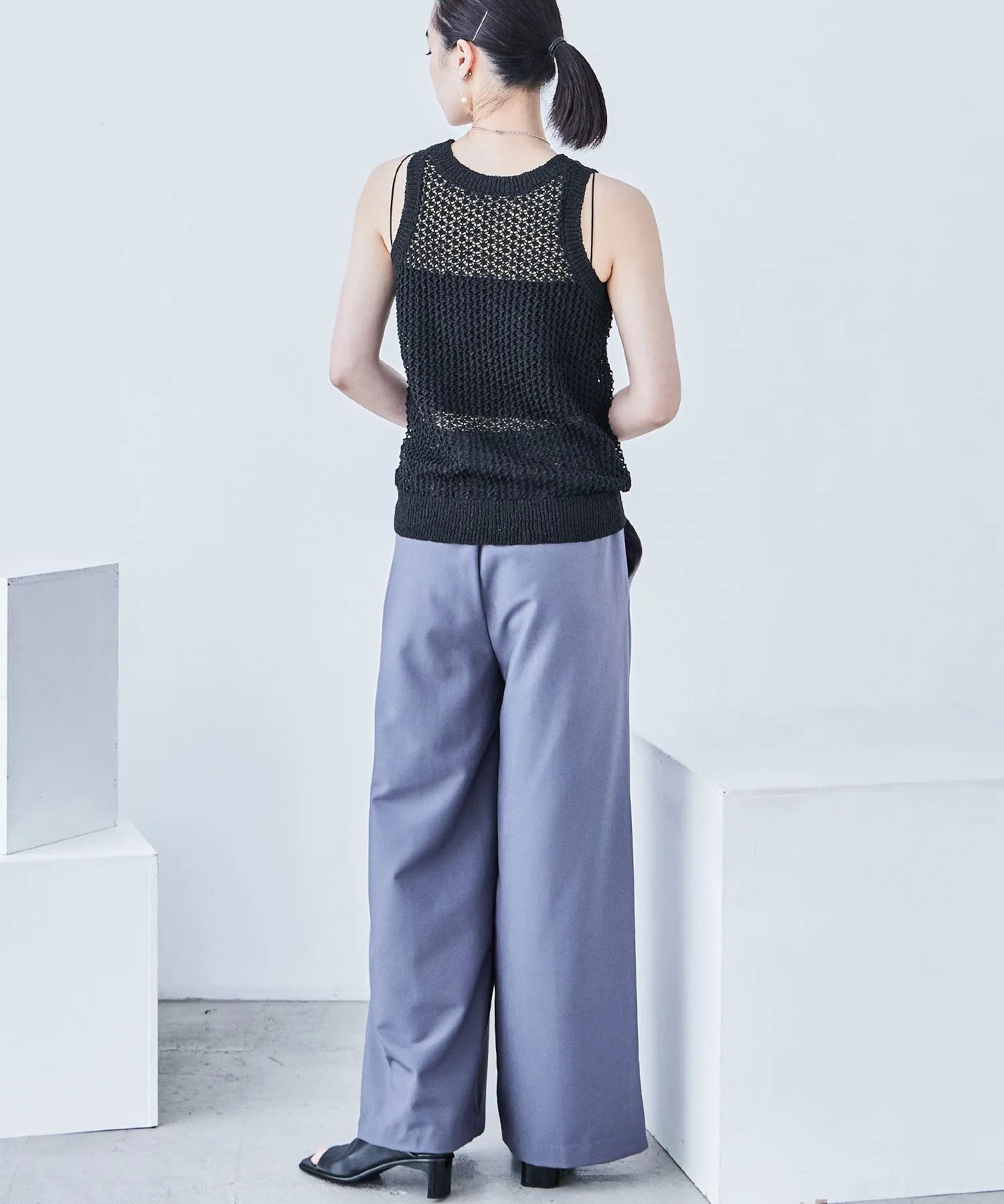 Loop Yarn Knit No Sleeve Tops