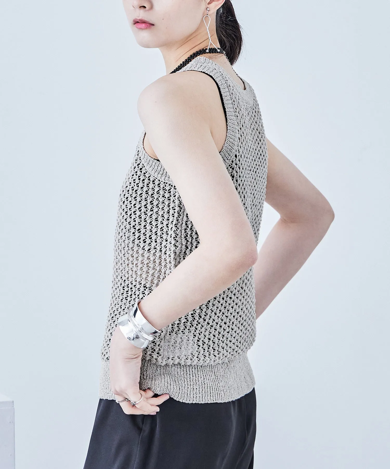 Loop Yarn Knit No Sleeve Tops