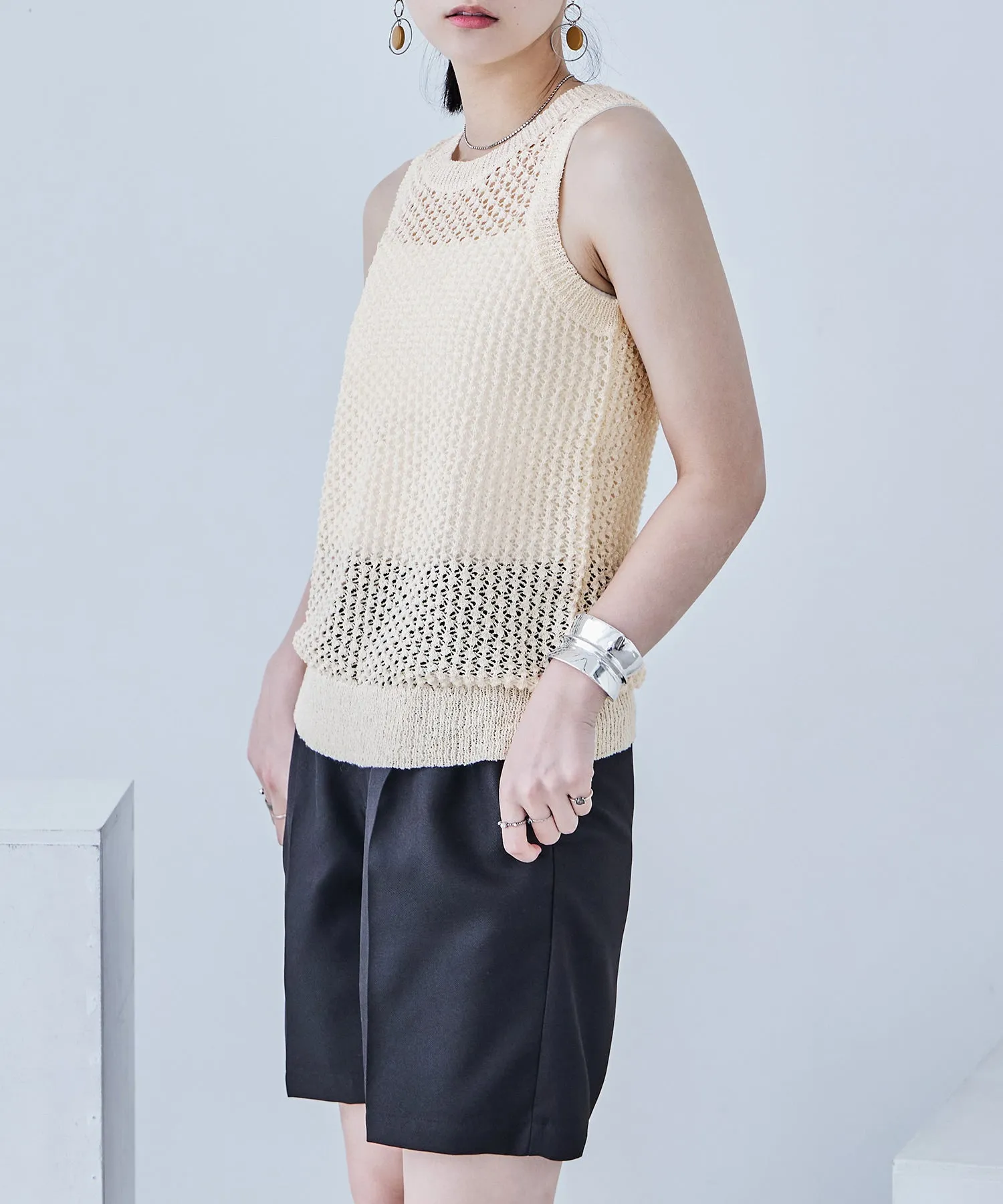 Loop Yarn Knit No Sleeve Tops