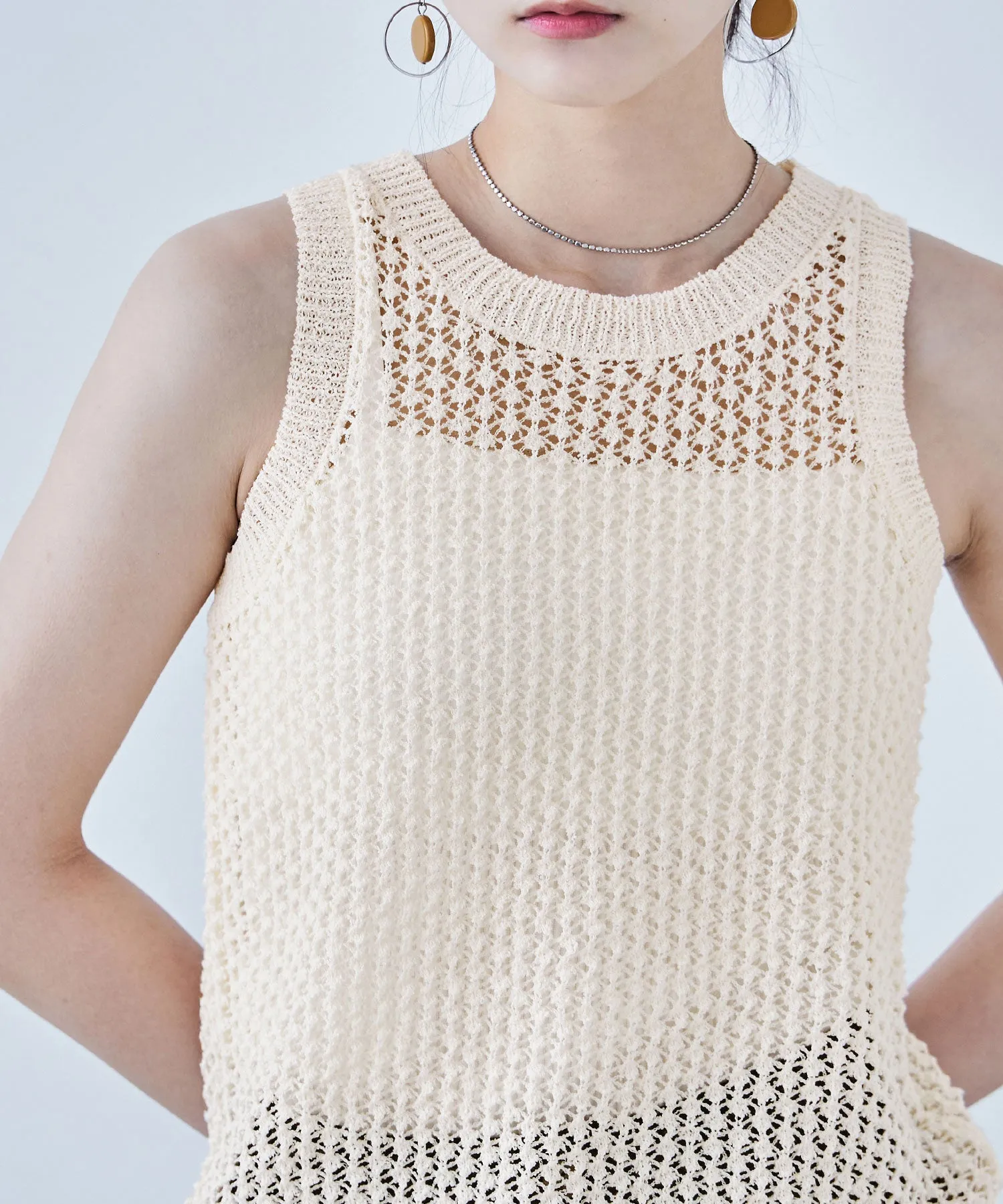 Loop Yarn Knit No Sleeve Tops
