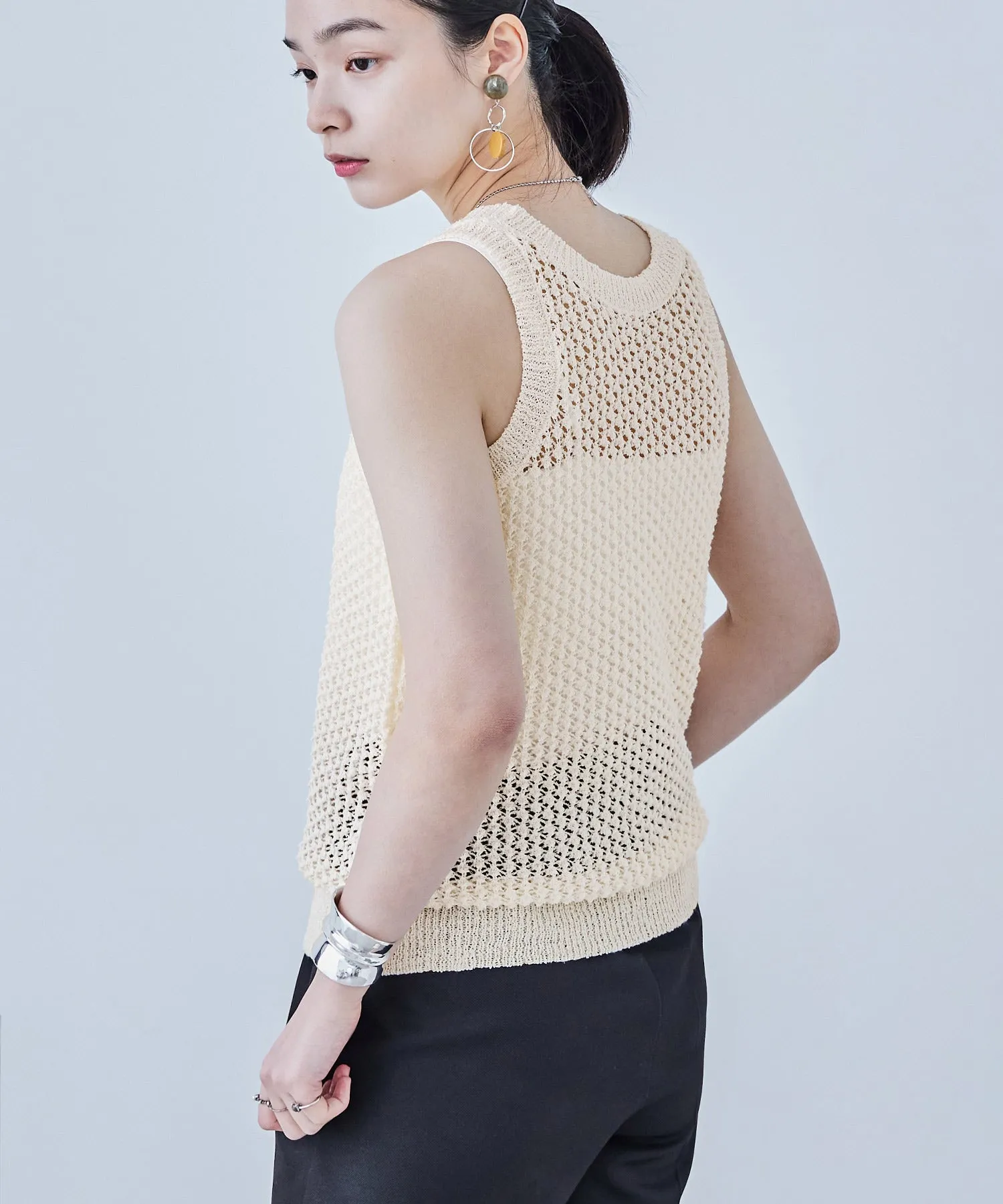 Loop Yarn Knit No Sleeve Tops
