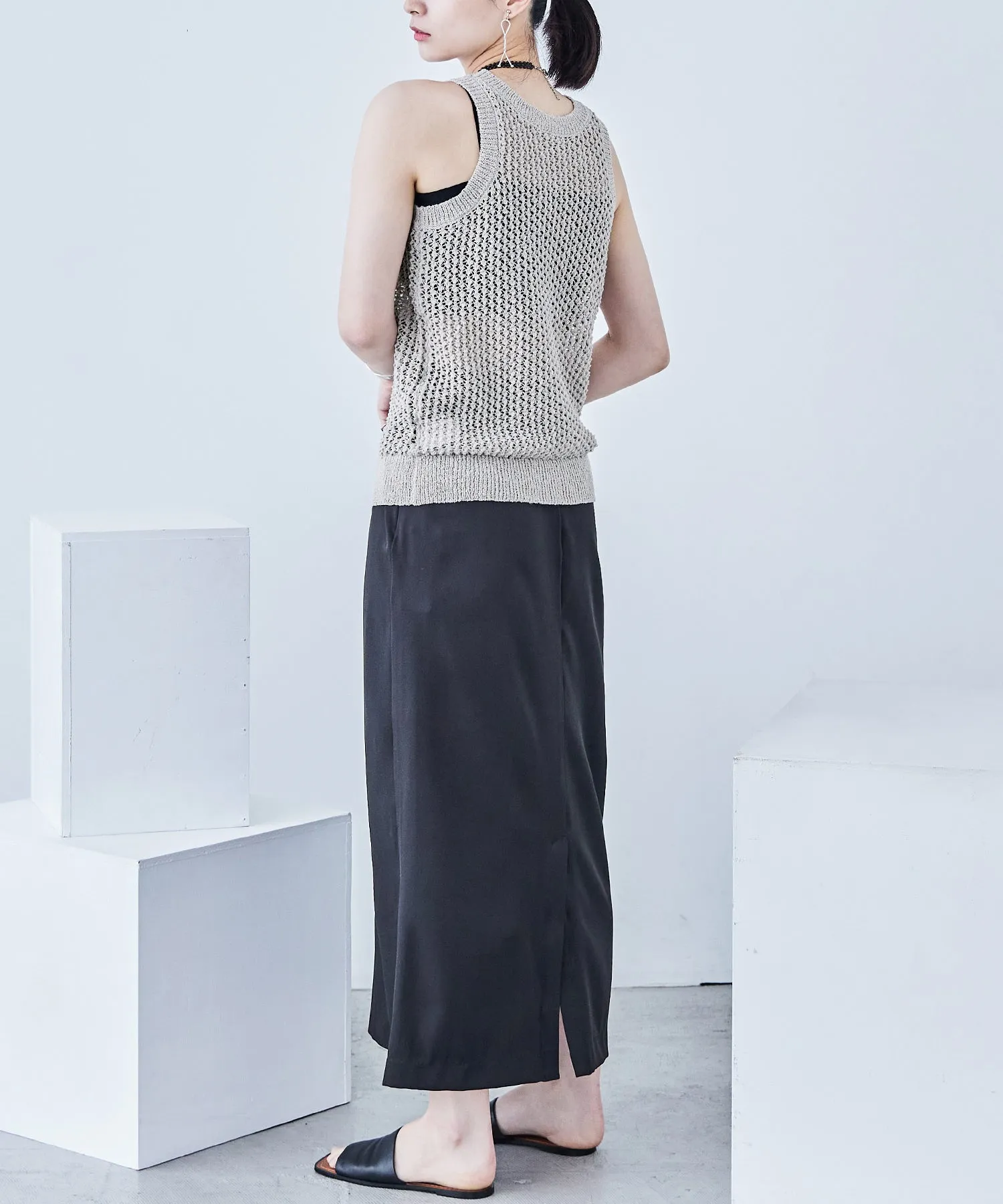 Loop Yarn Knit No Sleeve Tops