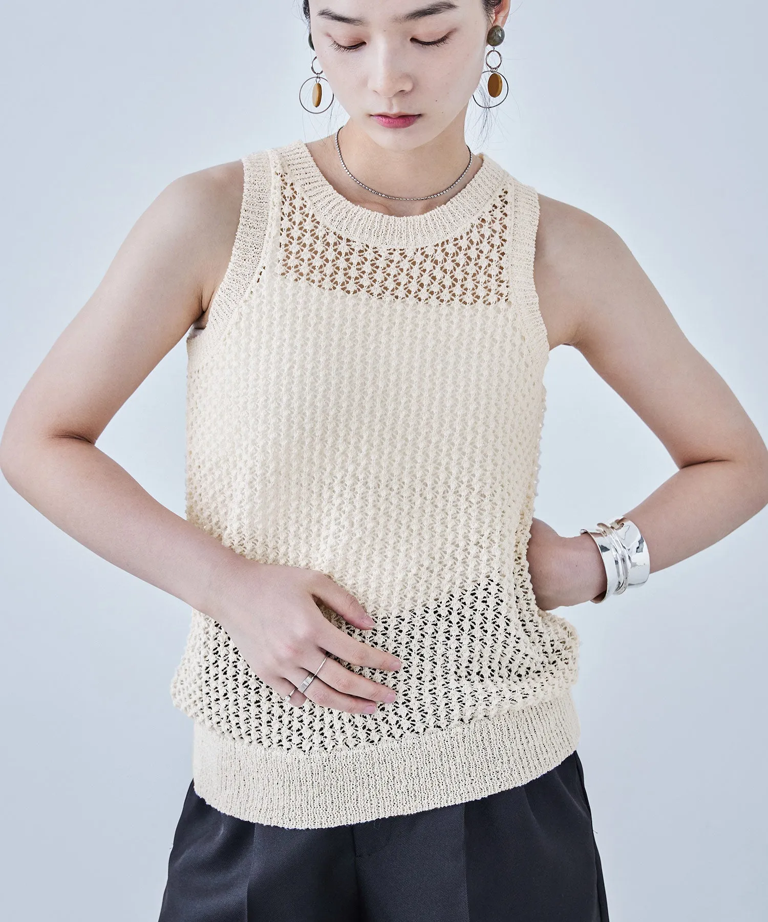 Loop Yarn Knit No Sleeve Tops