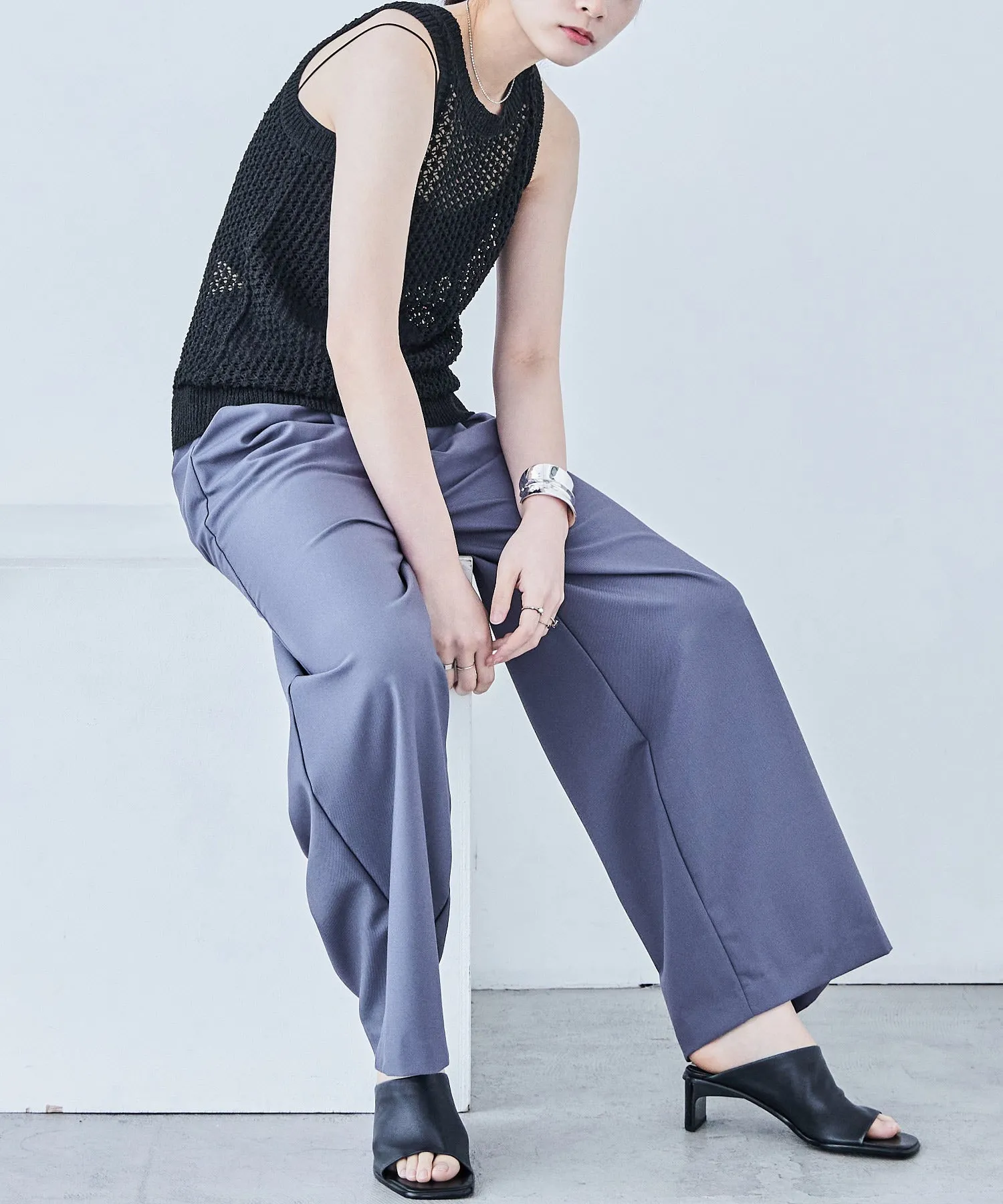 Loop Yarn Knit No Sleeve Tops