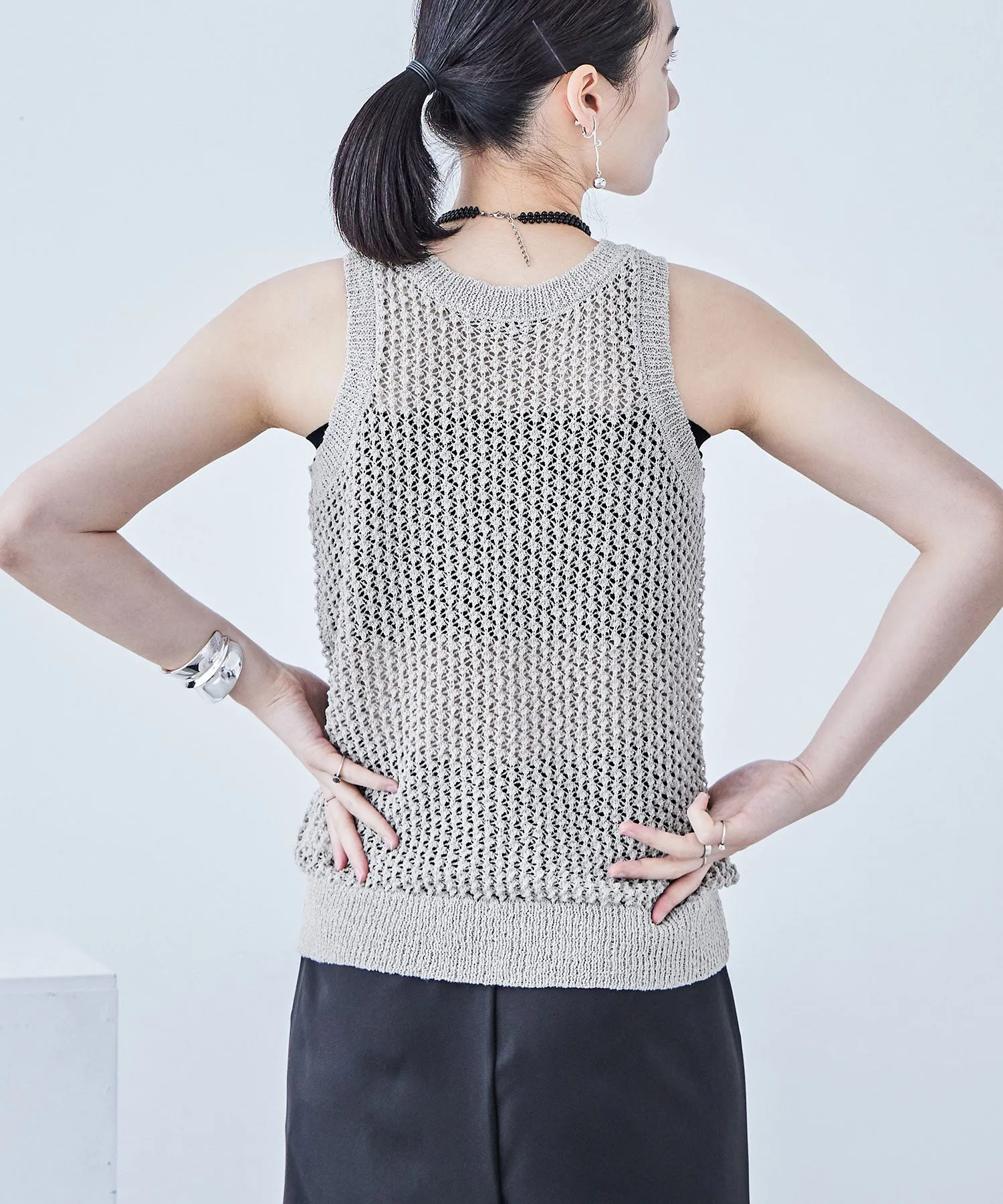 Loop Yarn Knit No Sleeve Tops