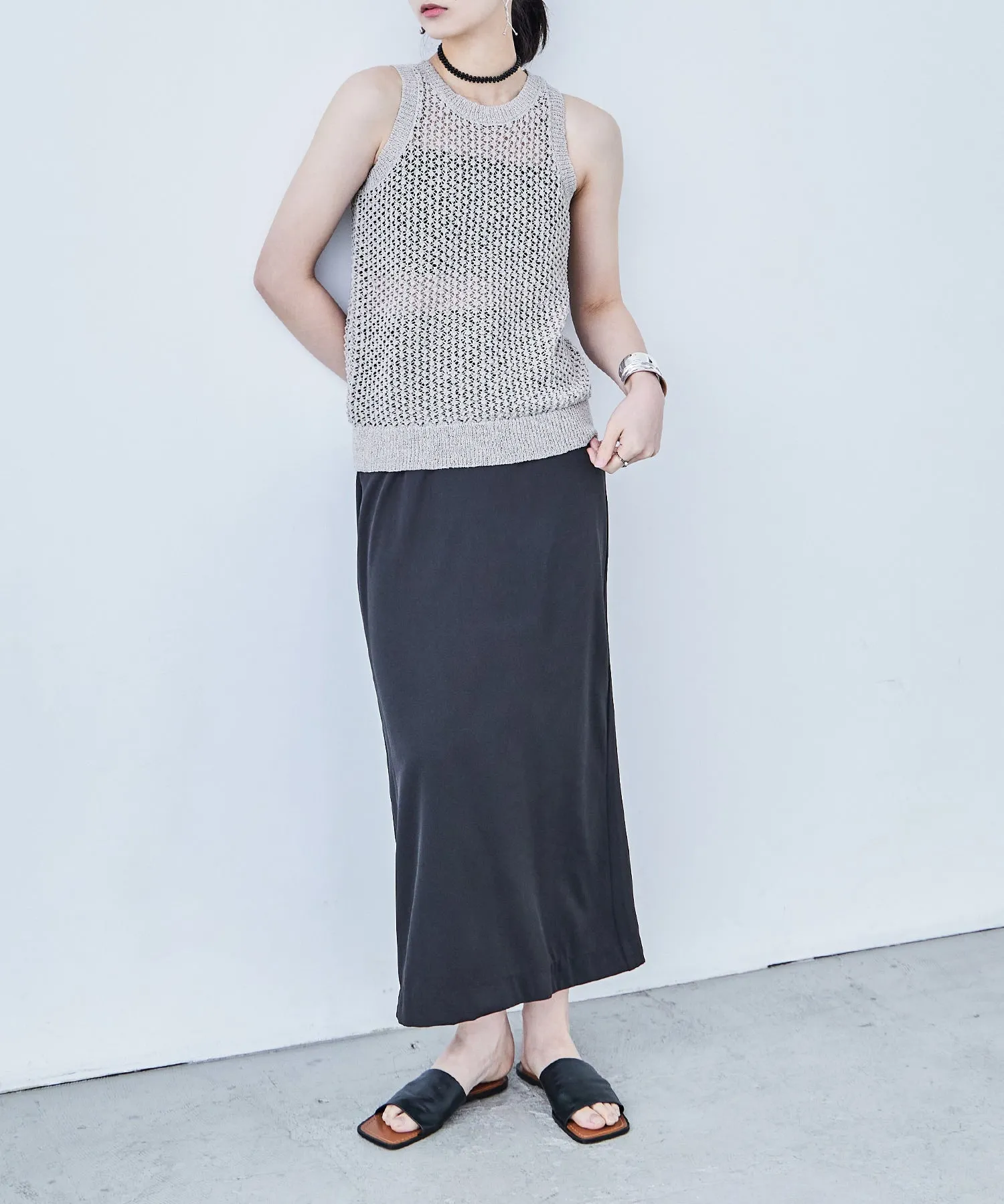 Loop Yarn Knit No Sleeve Tops