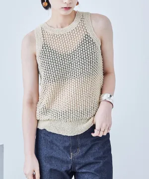 Loop Yarn Knit No Sleeve Tops