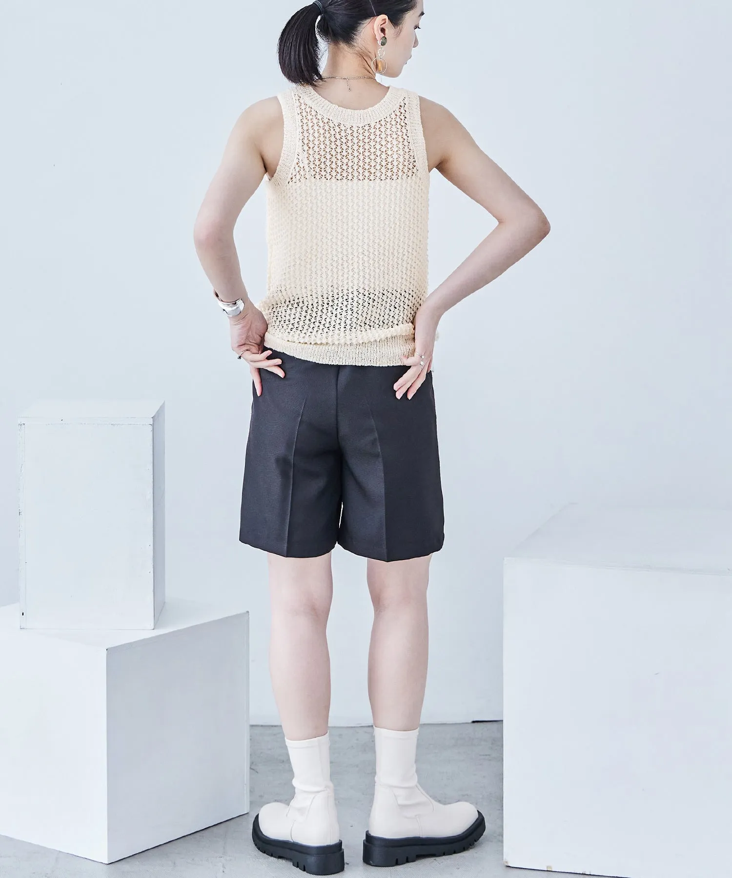 Loop Yarn Knit No Sleeve Tops