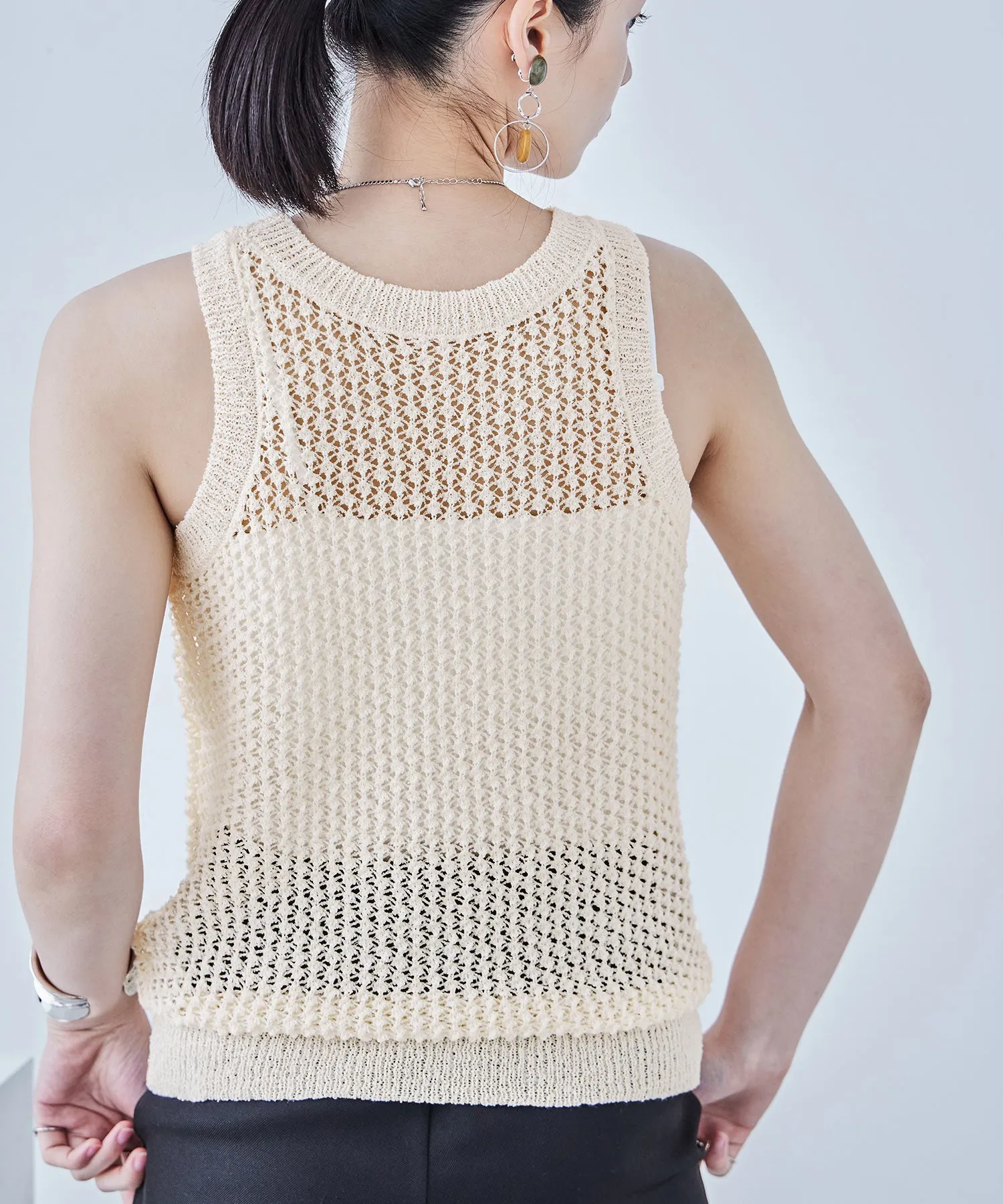 Loop Yarn Knit No Sleeve Tops