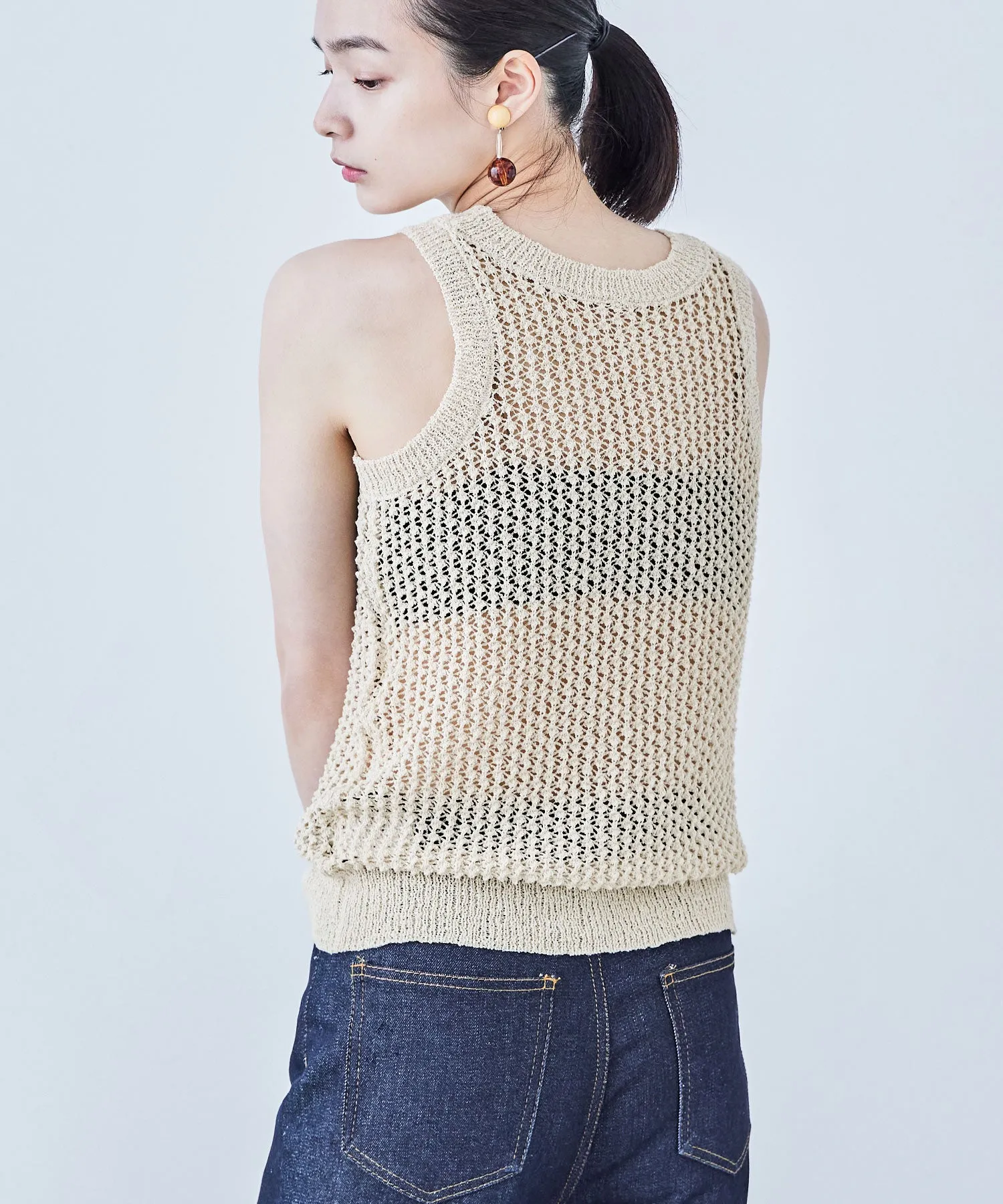 Loop Yarn Knit No Sleeve Tops