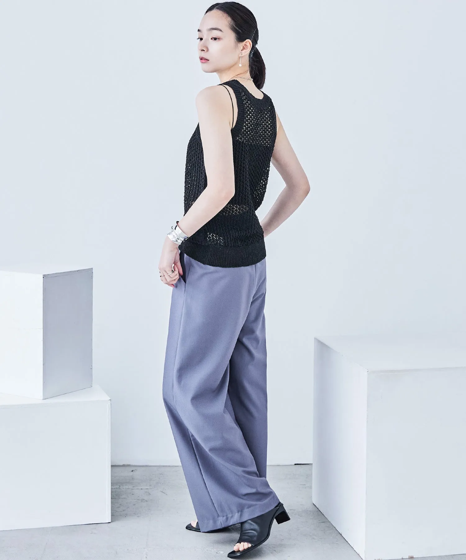 Loop Yarn Knit No Sleeve Tops